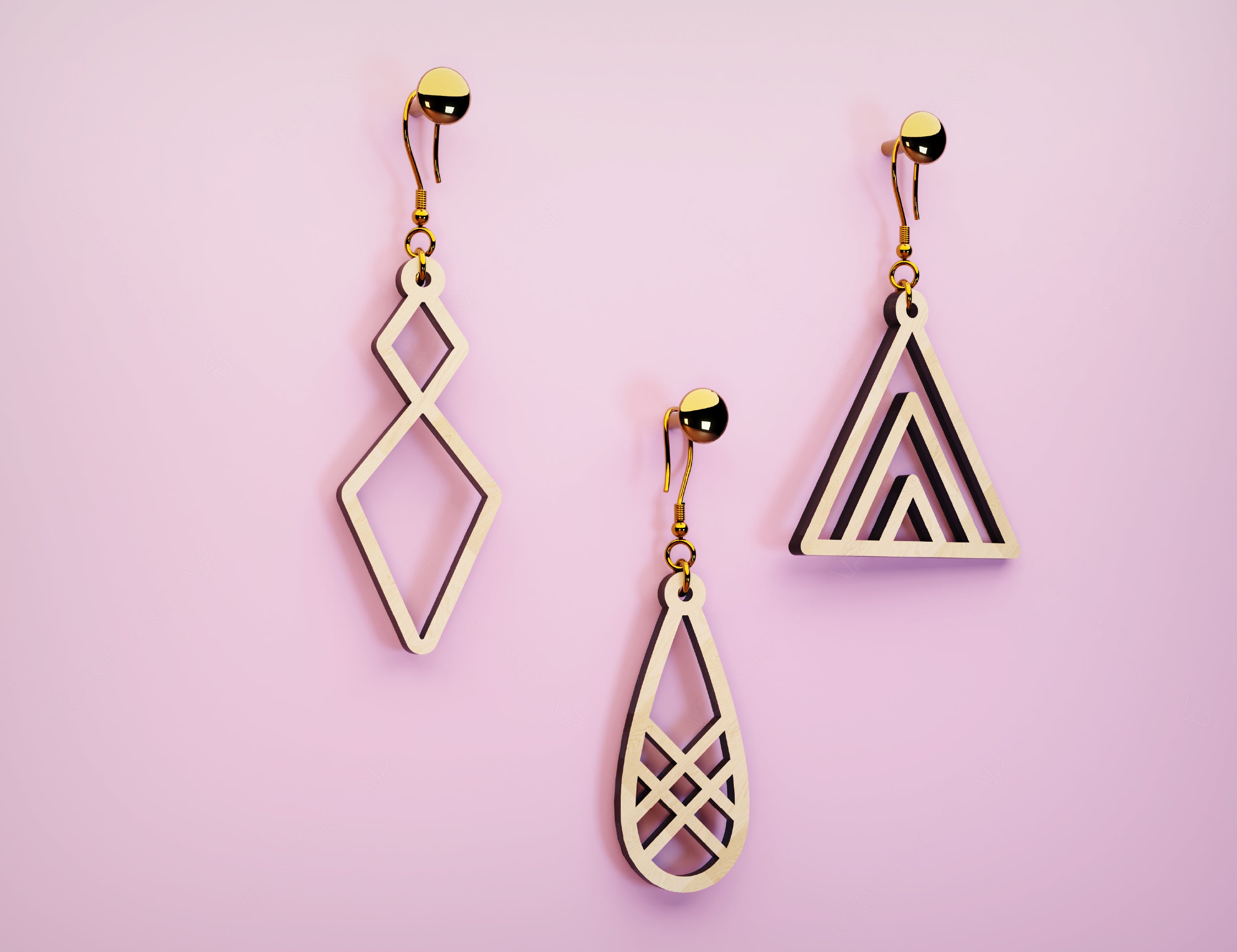 Luxury Elegant Geometric Earrings Craft Jewelry Pendants Set laser cut Cut Files, Glowforge Cut Files |#U008|