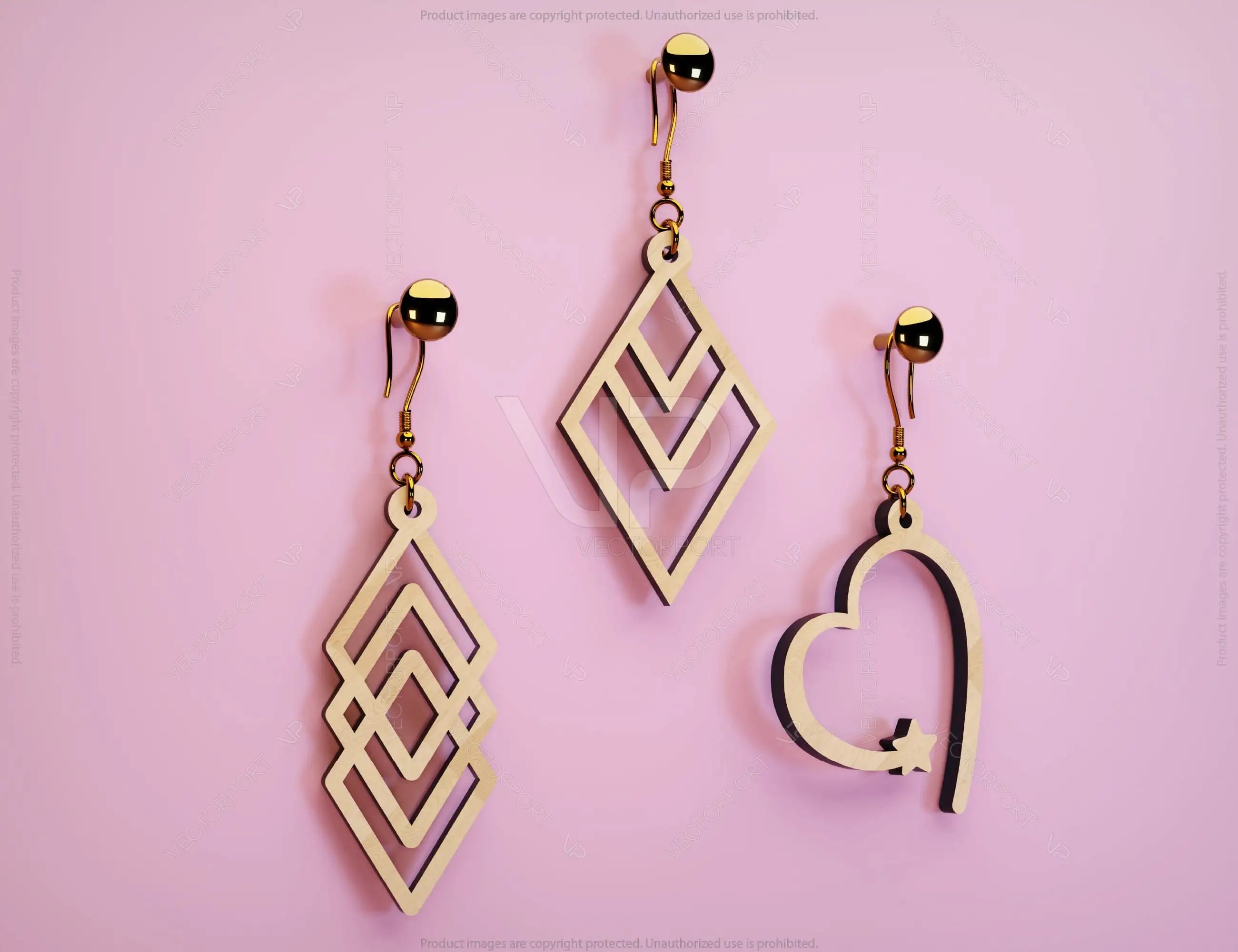 Luxury Elegant Geometric Earrings Craft Jewelry Pendants Set laser cut Cut Files, Glowforge Cut Files |#U008|