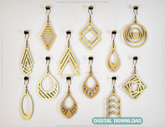 Geometric Modern Earrings Craft Jewelry Pendants Set laser cut Cut Files, Glowforge Cut Files |#U009|