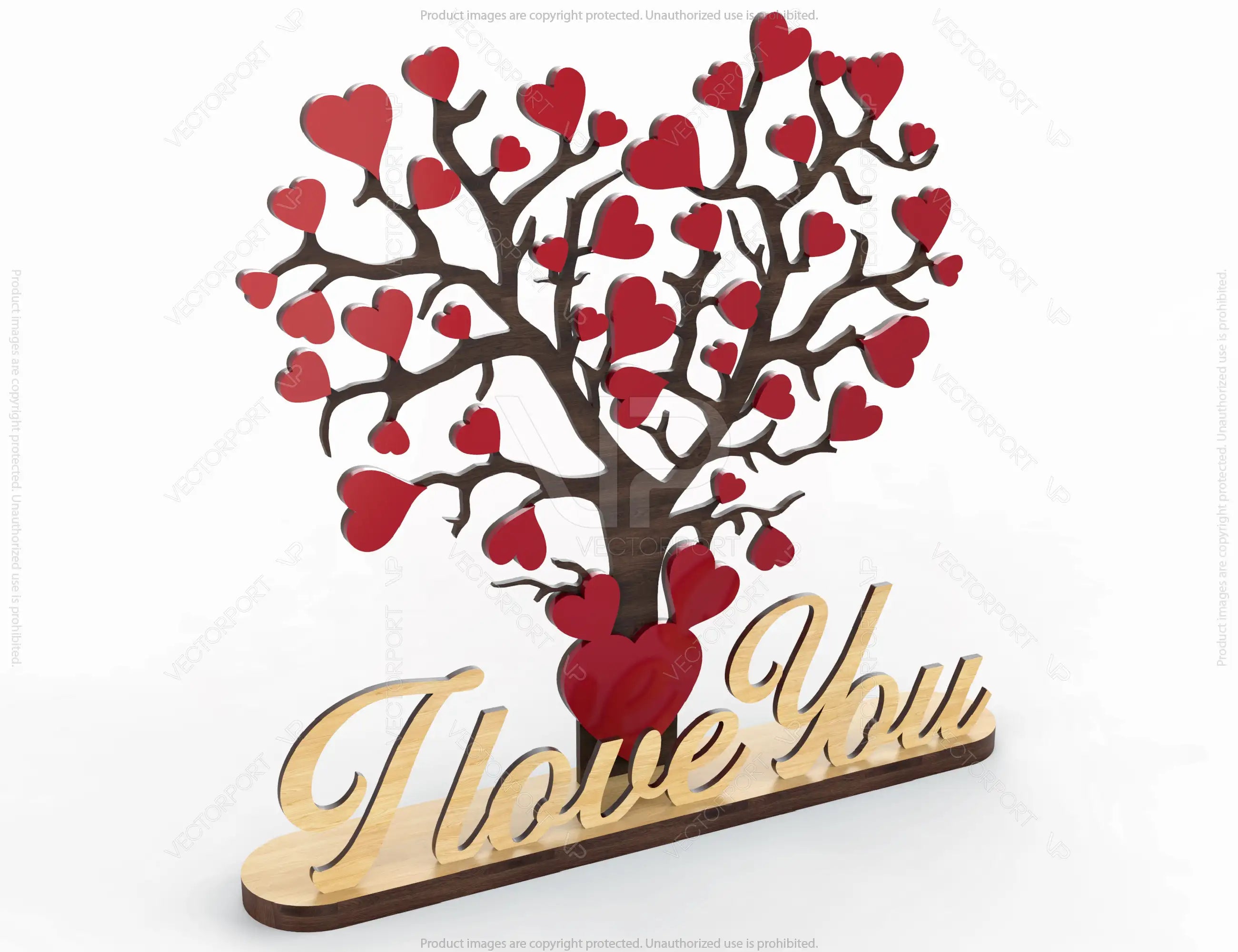 I Love You Heart Tree Wooden DIY | SVG, DXF, AI |#009|