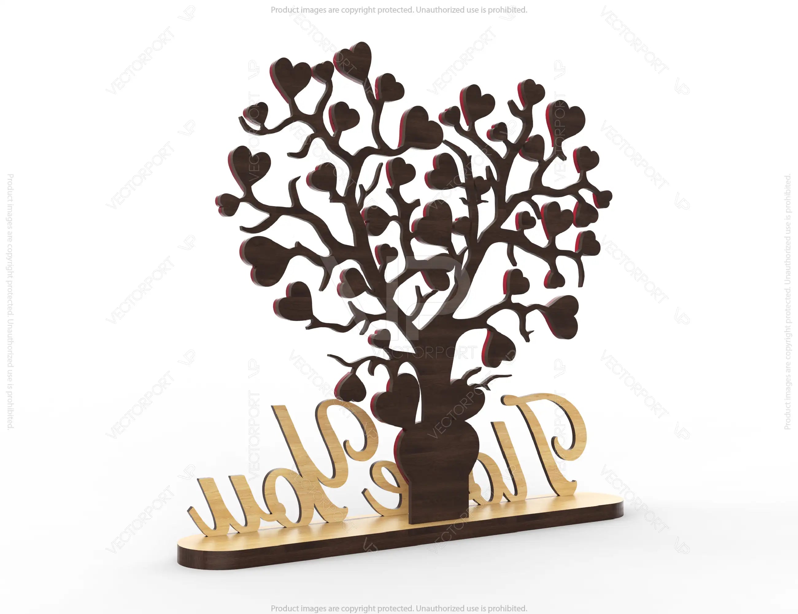 I Love You Heart Tree Wooden DIY | SVG, DXF, AI |#009|