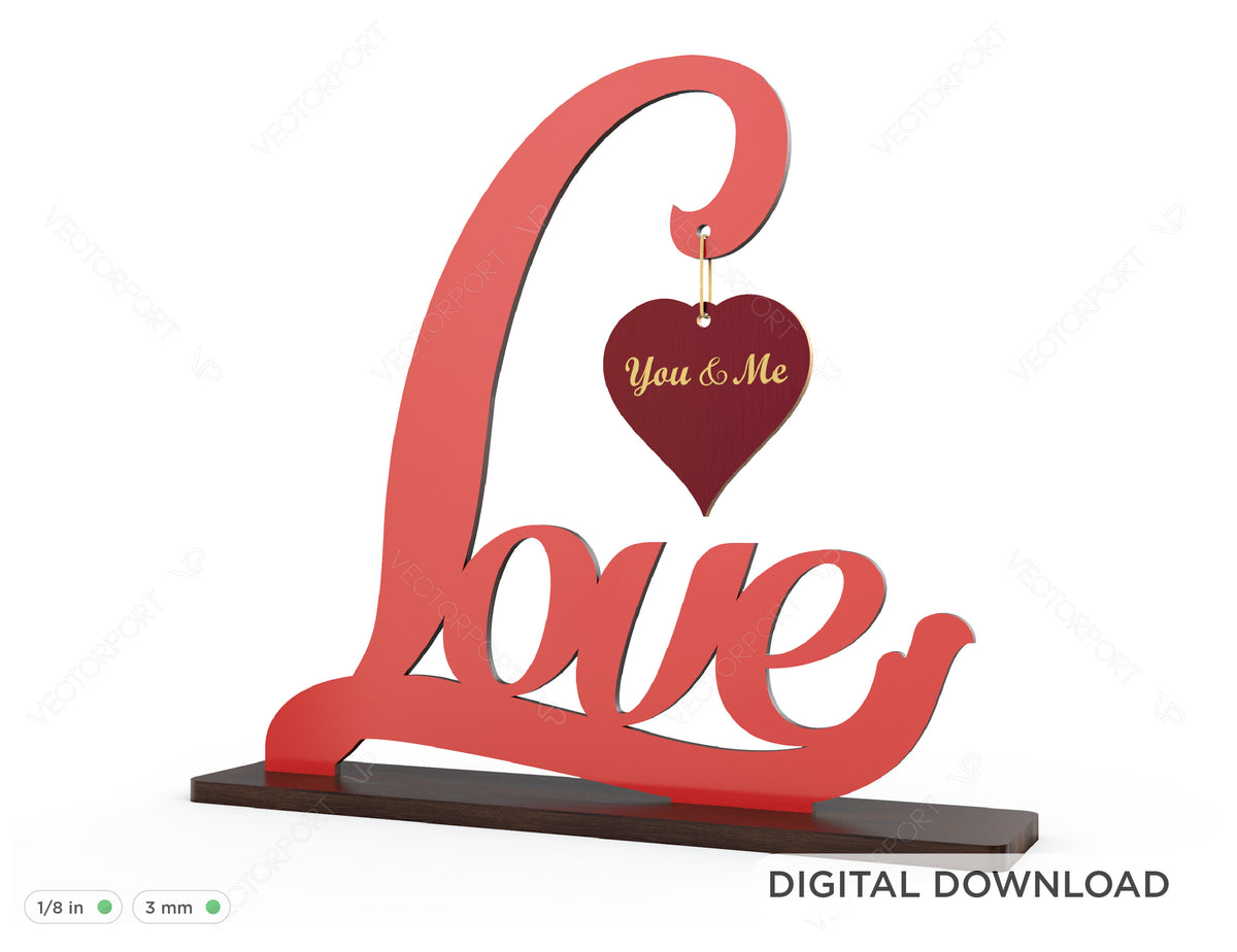 Love Text with Heart You and Me DIY | SVG, DXF, AI |#010|