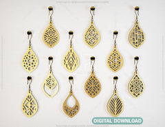 Drop Pendants shapes Laser cut Earrings SVG Earring Template Silhouette Cut Files, Cricut Cut Files |#U010|