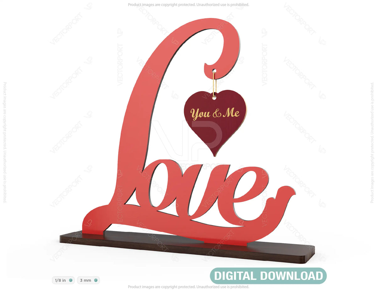 Love Text with Heart You and Me DIY | SVG, DXF, AI |#010|