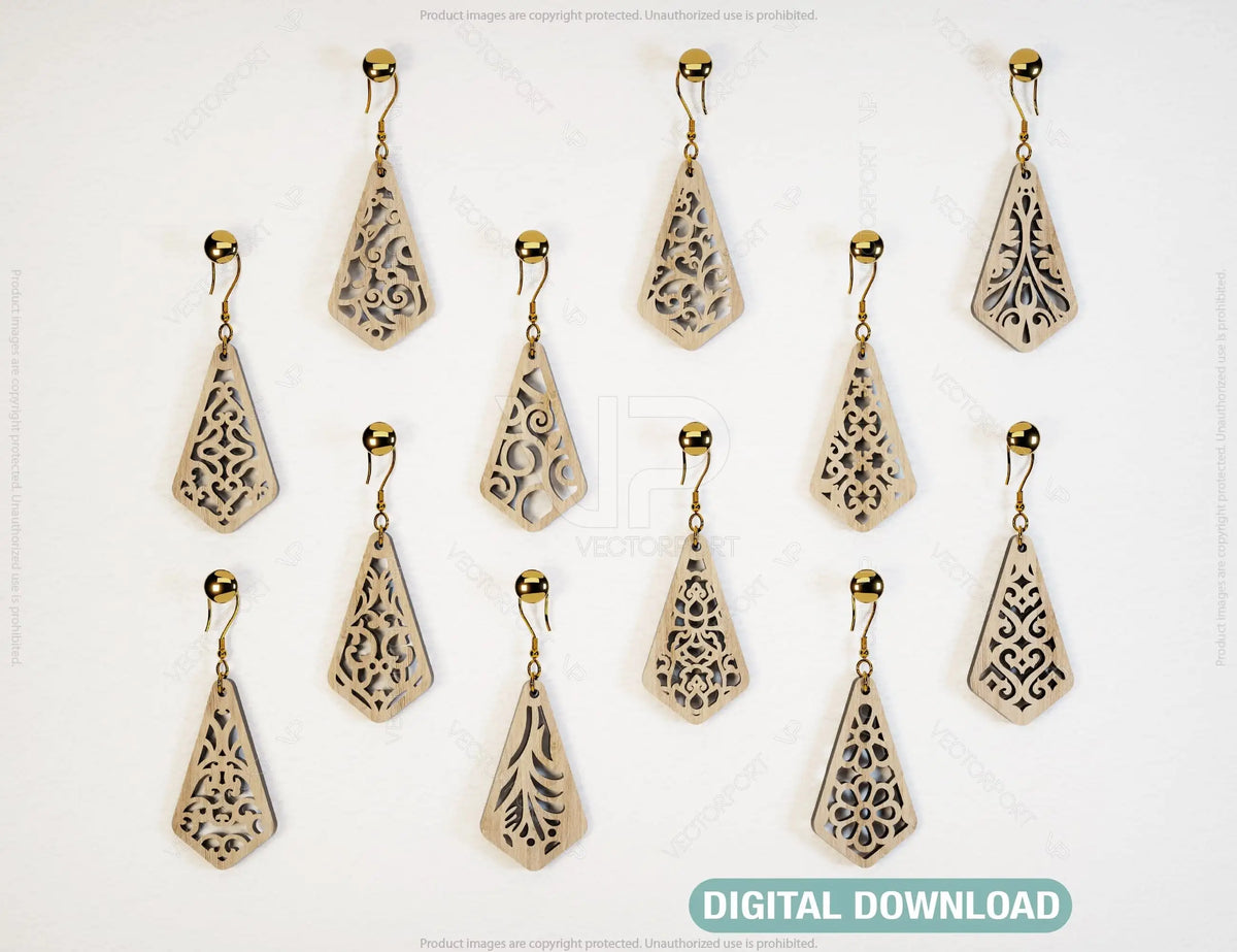 Modern Drop Pendants shapes Laser cut Earrings SVG Earring Template Silhouette Cut Files, Cricut Cut Files |#U011|