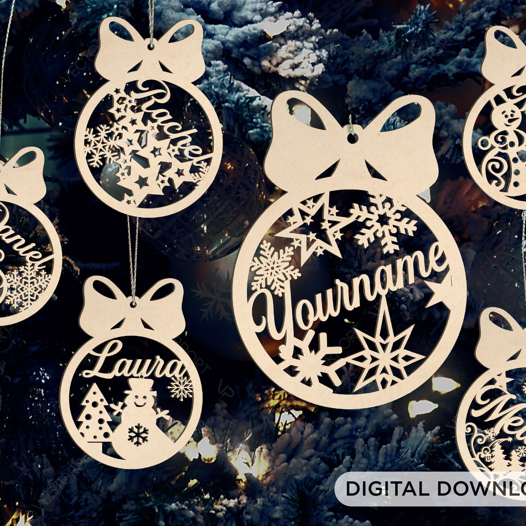 Christmas balls with Custom Name Tree Decorations | SVG, DXF, AI |#011 ...