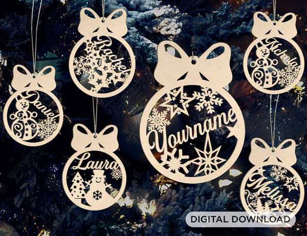 Christmas balls with Custom Name Tree Decorations | SVG, DXF, AI |#011 ...