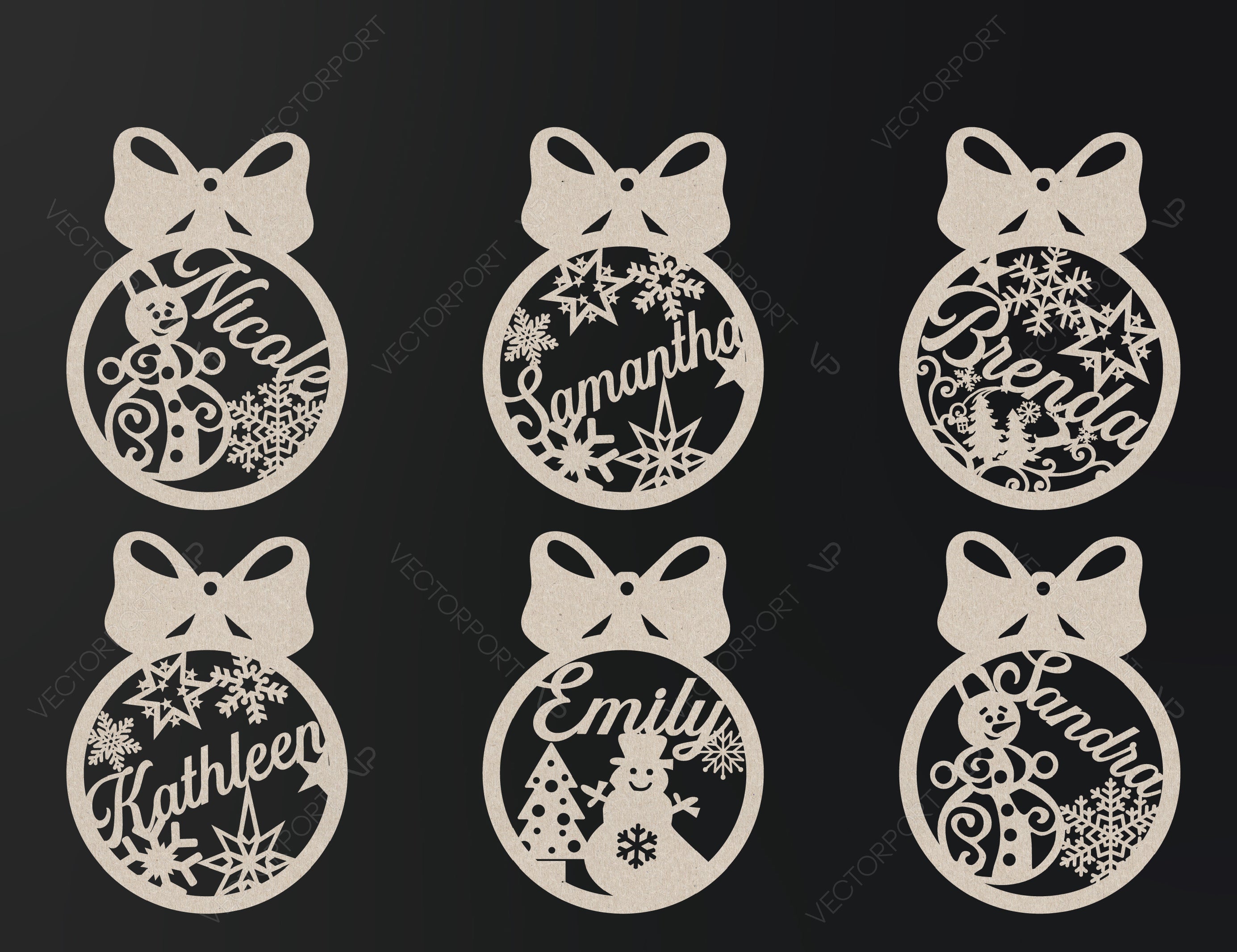 Christmas balls with Custom Name Tree Decorations | SVG, DXF, AI |#011|