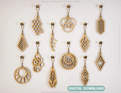 Different Shape Pendants Laser cut Earrings SVG Earring Template Silhouette Cut Files, Cricut Cut Files |#U012|