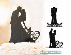 Wedding Cake Topper Bride Groom Mr and Mrs | SVG, DXF, AI |#012|