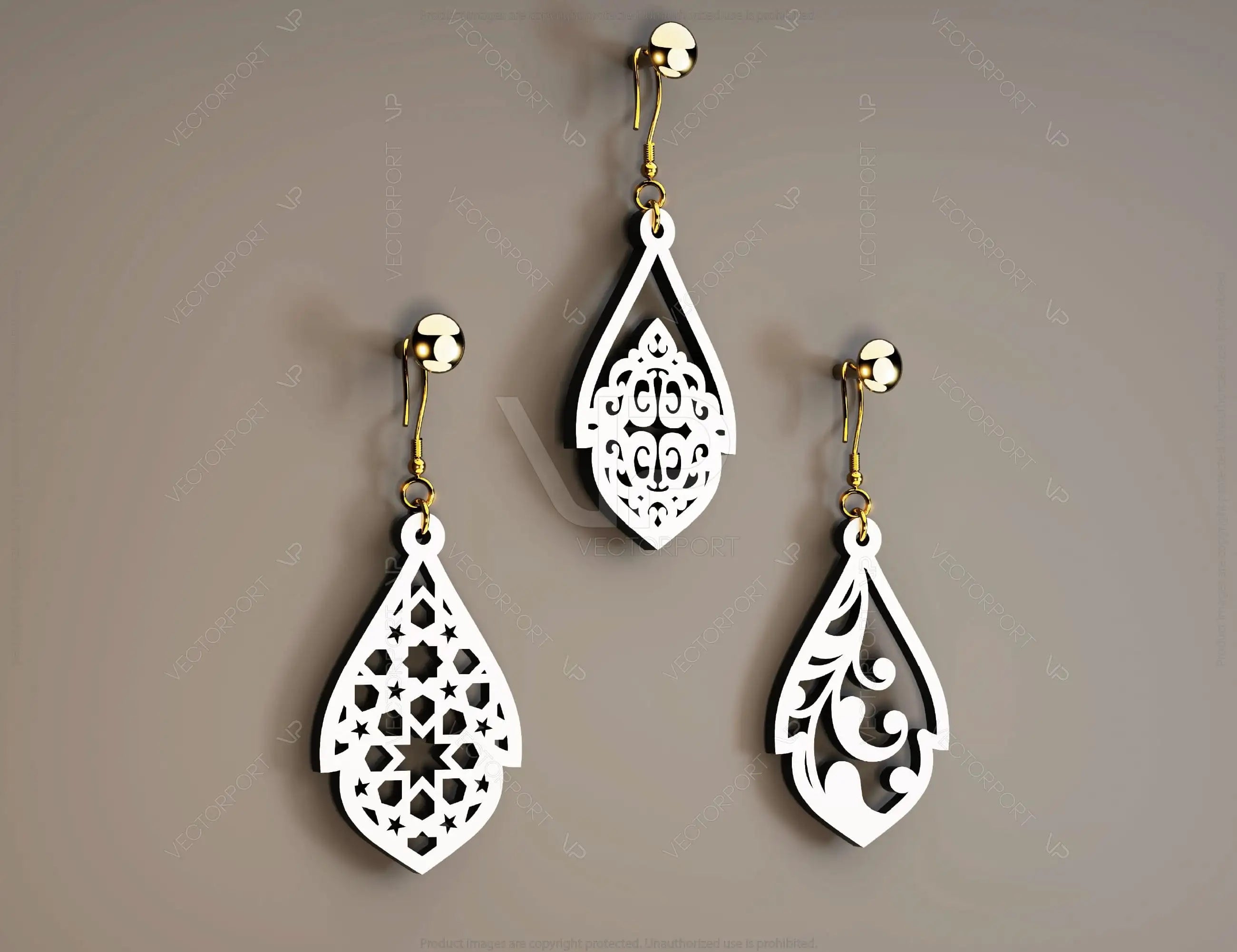 Floral Shape Drop Pendants Laser cut Earrings SVG Earring Template Silhouette Cut Files, Cricut Cut Files |#U013|