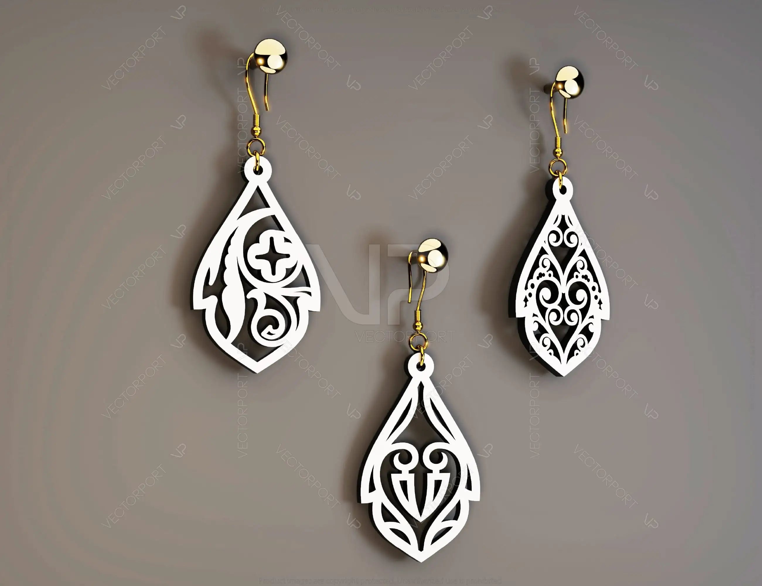 Floral Shape Drop Pendants Laser cut Earrings SVG Earring Template Silhouette Cut Files, Cricut Cut Files |#U013|