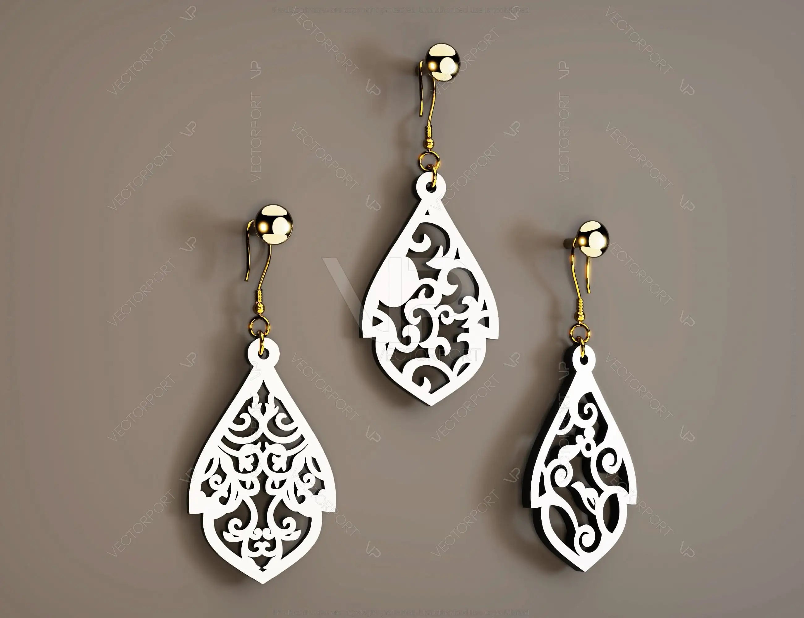 Floral Shape Drop Pendants Laser cut Earrings SVG Earring Template Silhouette Cut Files, Cricut Cut Files |#U013|