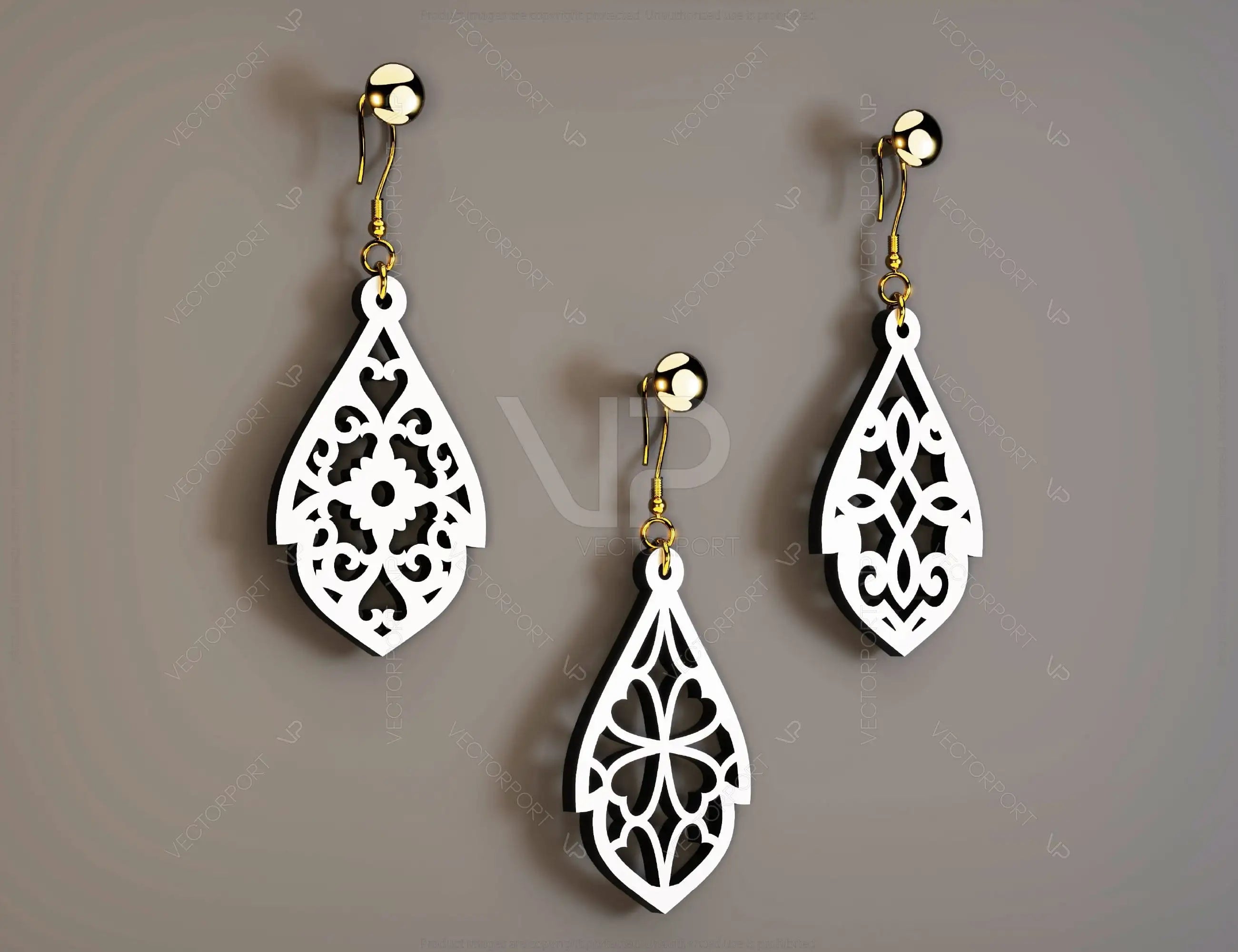 Floral Shape Drop Pendants Laser cut Earrings SVG Earring Template Silhouette Cut Files, Cricut Cut Files |#U013|