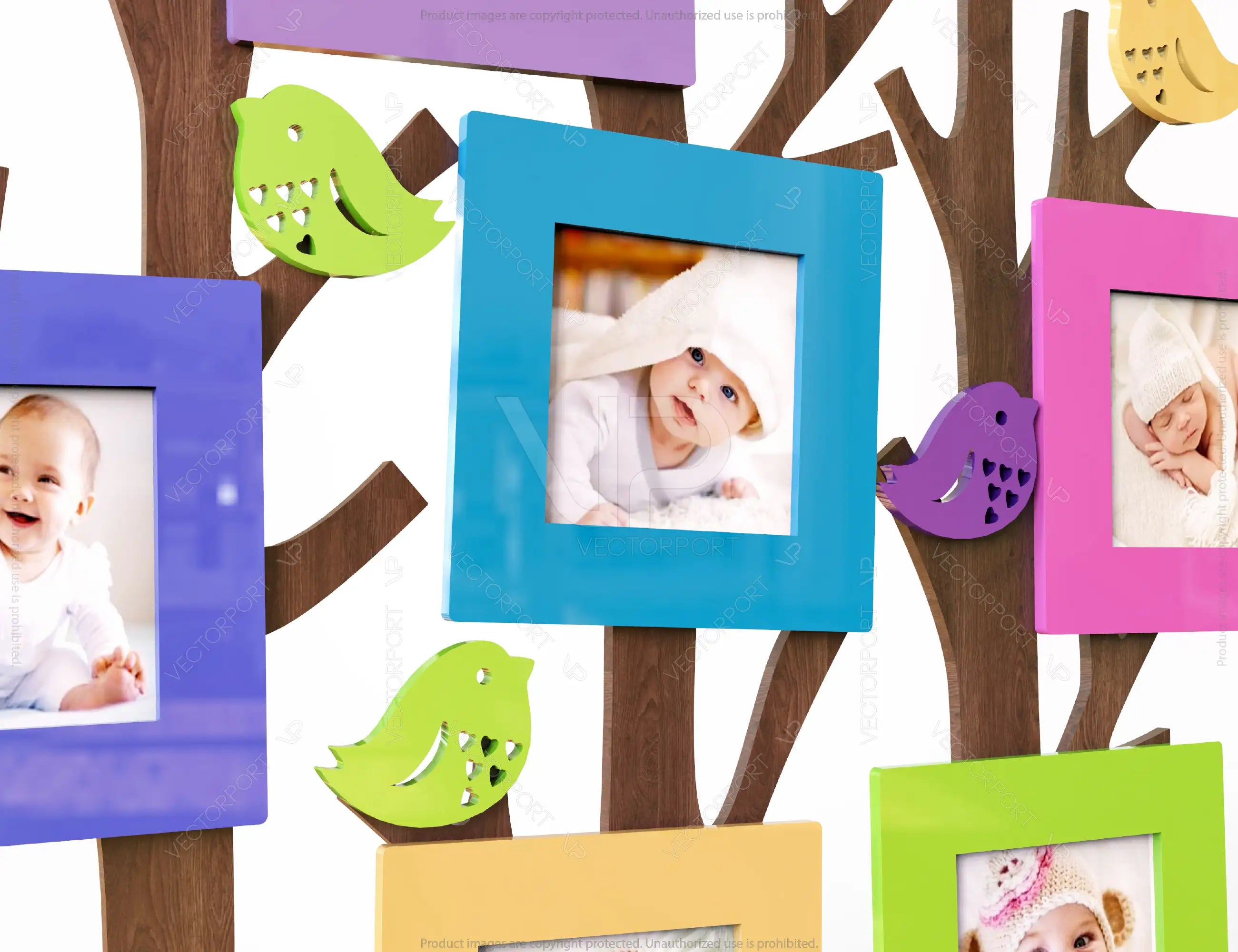 Tree Photo Frame Baby Family Picture Holder Standing | SVG, DXF, AI |#015|