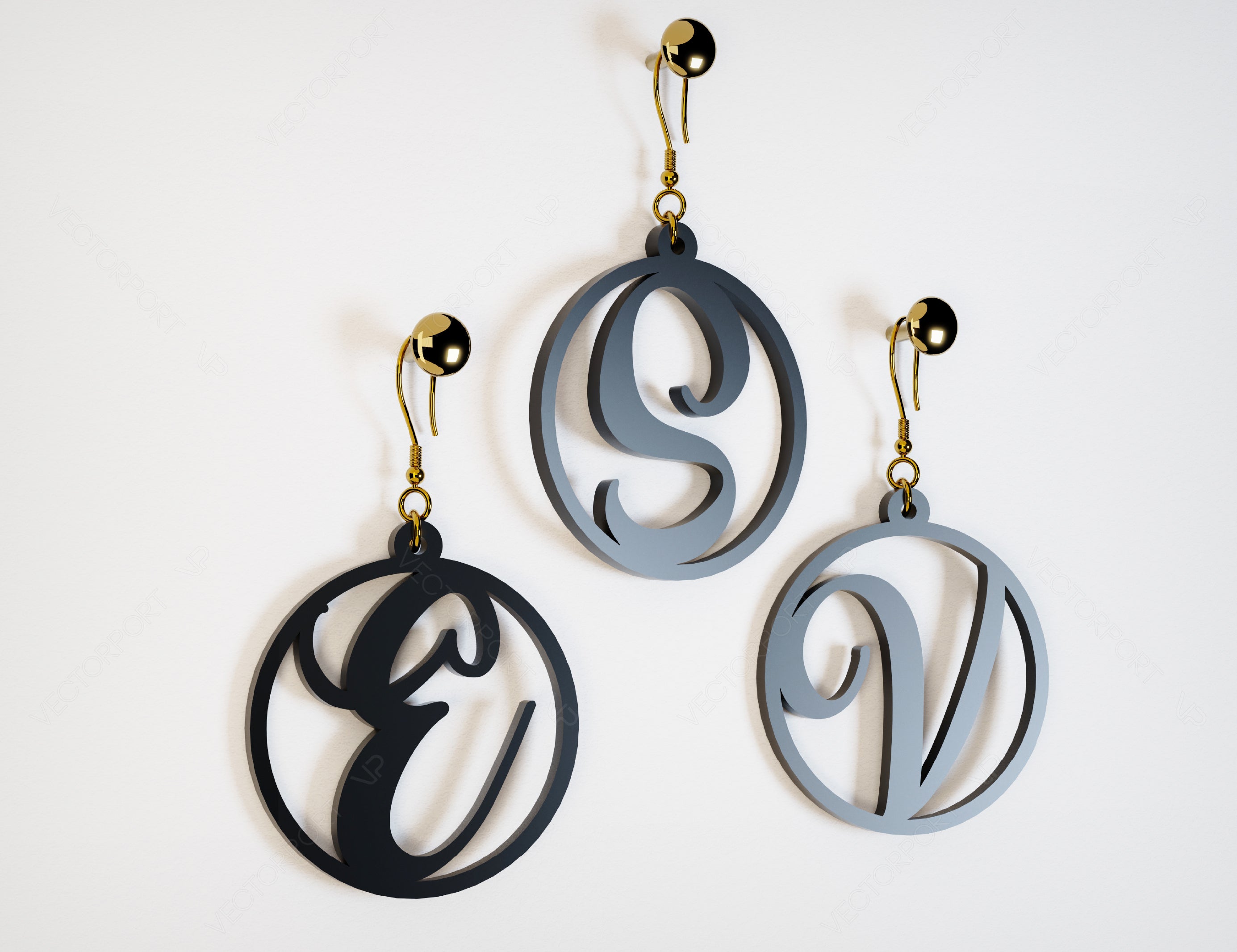 Alphabet Earrings Craft Jewelry Pendants Set Drop Laser cut Earrings SVG Template Silhouette Cut Files, Cricut Cut Files |#U016|