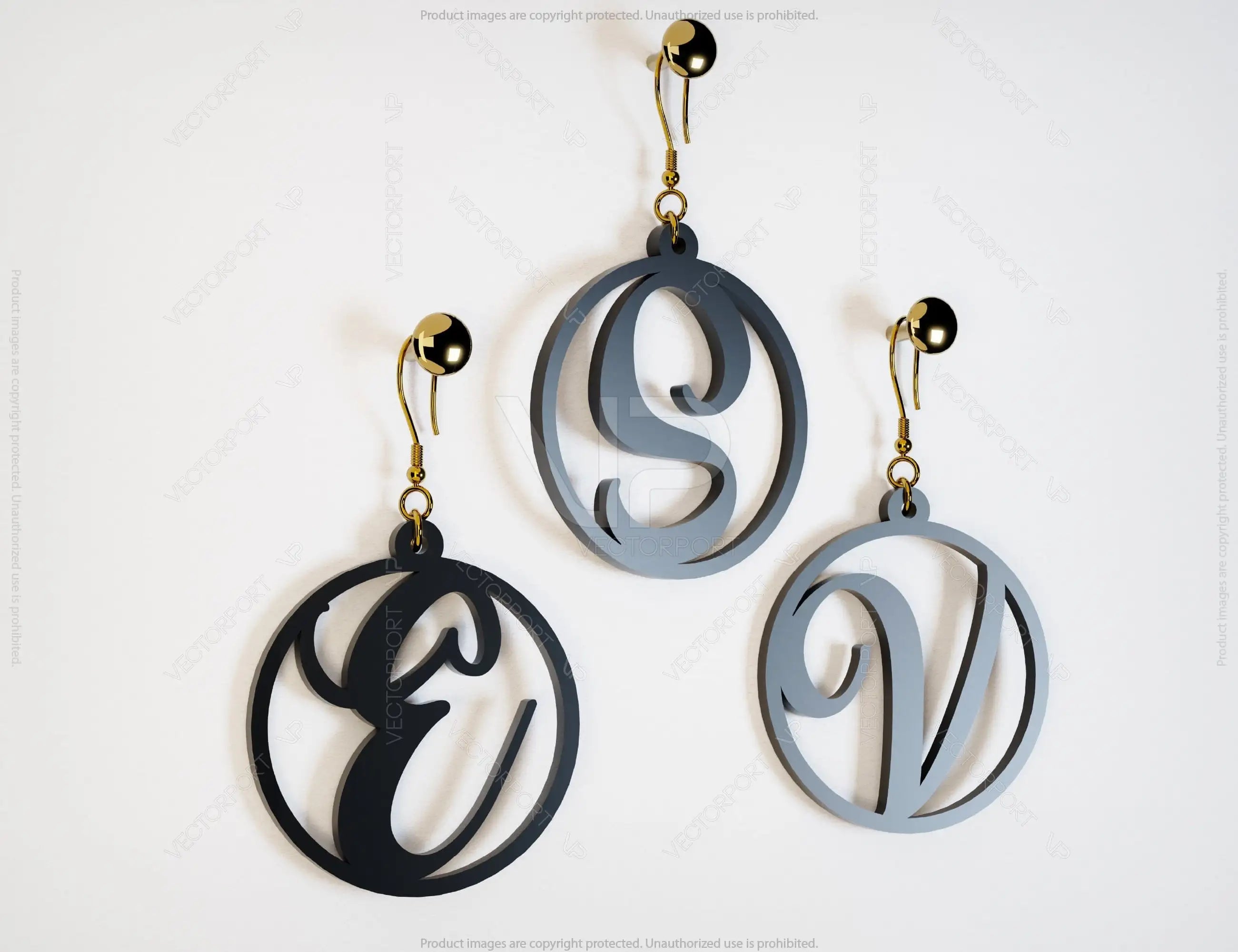 Alphabet Earrings Craft Jewelry Pendants Set Drop Laser cut Earrings SVG Template Silhouette Cut Files, Cricut Cut Files |#U016|