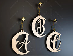 Crescent Alphabet Earrings Craft Jewelry Pendants Set Drop Laser cut Earrings SVG Template Silhouette Cut Files, Cricut Cut Files |#U017|