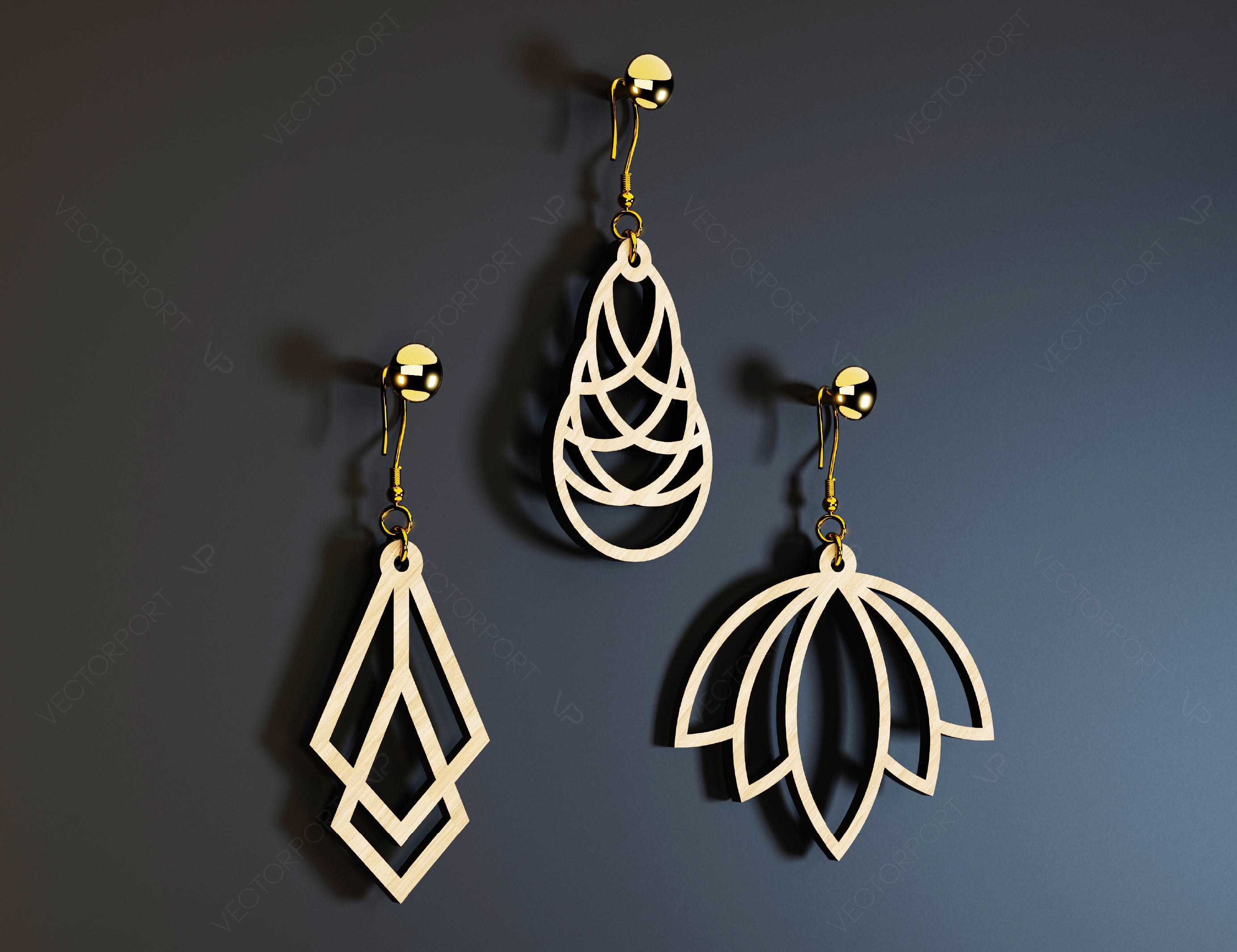 Modern Earrings Craft Jewelry Pendants Set Drop Laser cut Earrings SVG Template Silhouette Cut Files, Cricut Cut Files |#U018|