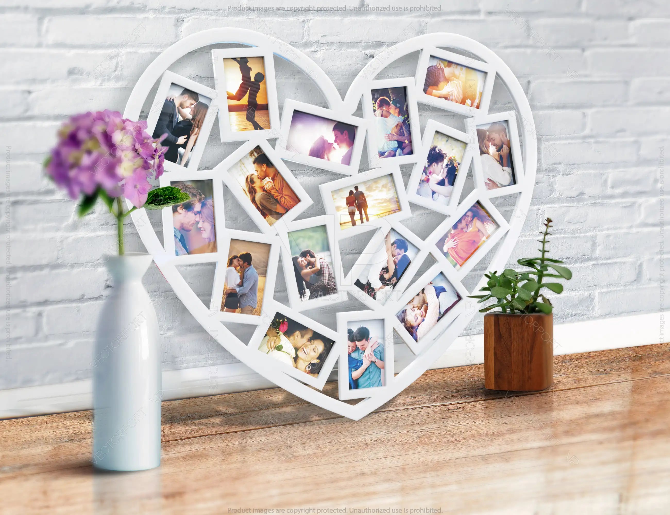 Heart Wooden Photo Frame Collage with I love you Frame | SVG, DXF, AI |#018|