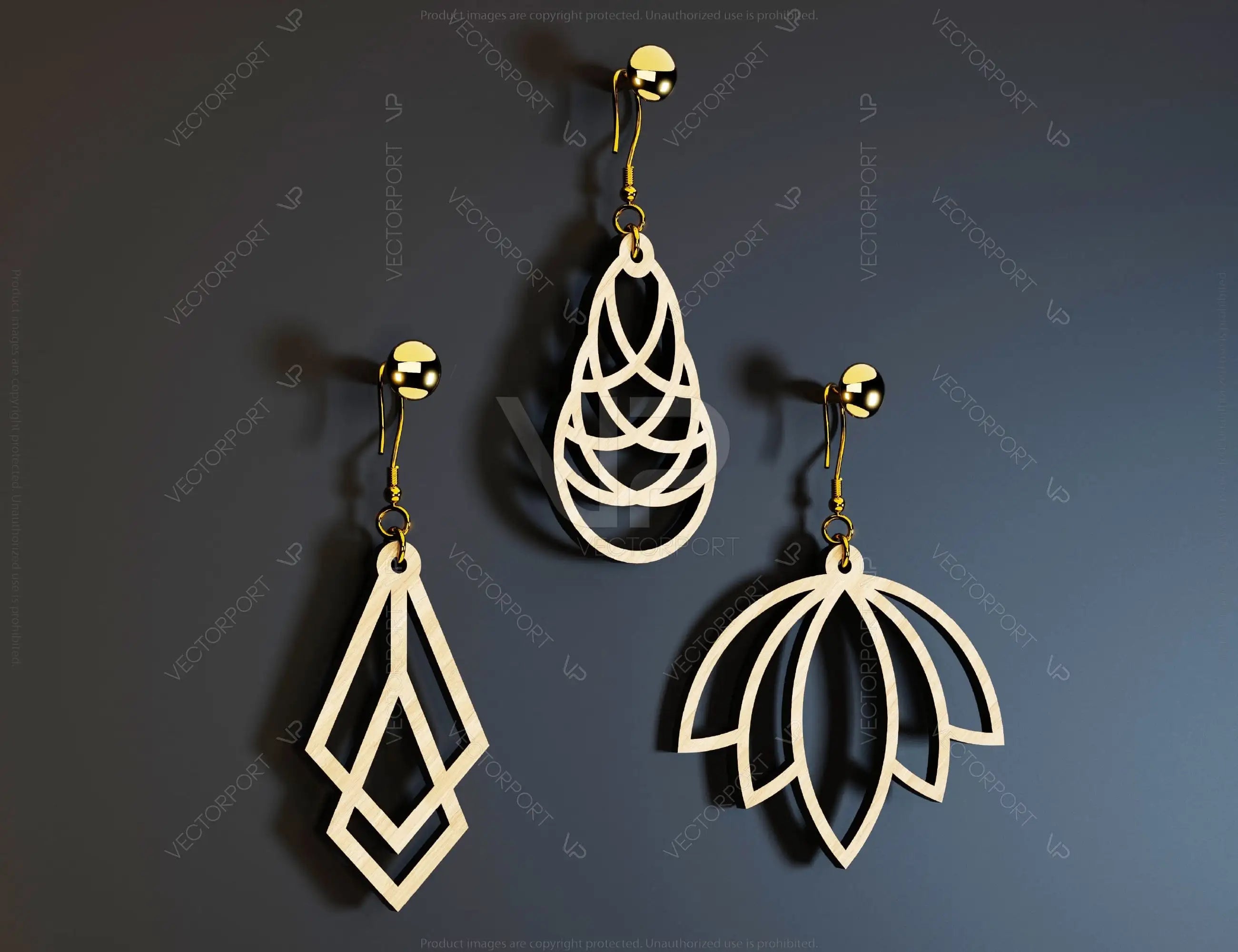 Modern Earrings Craft Jewelry Pendants Set Drop Laser cut Earrings SVG Template Silhouette Cut Files, Cricut Cut Files |#U018|