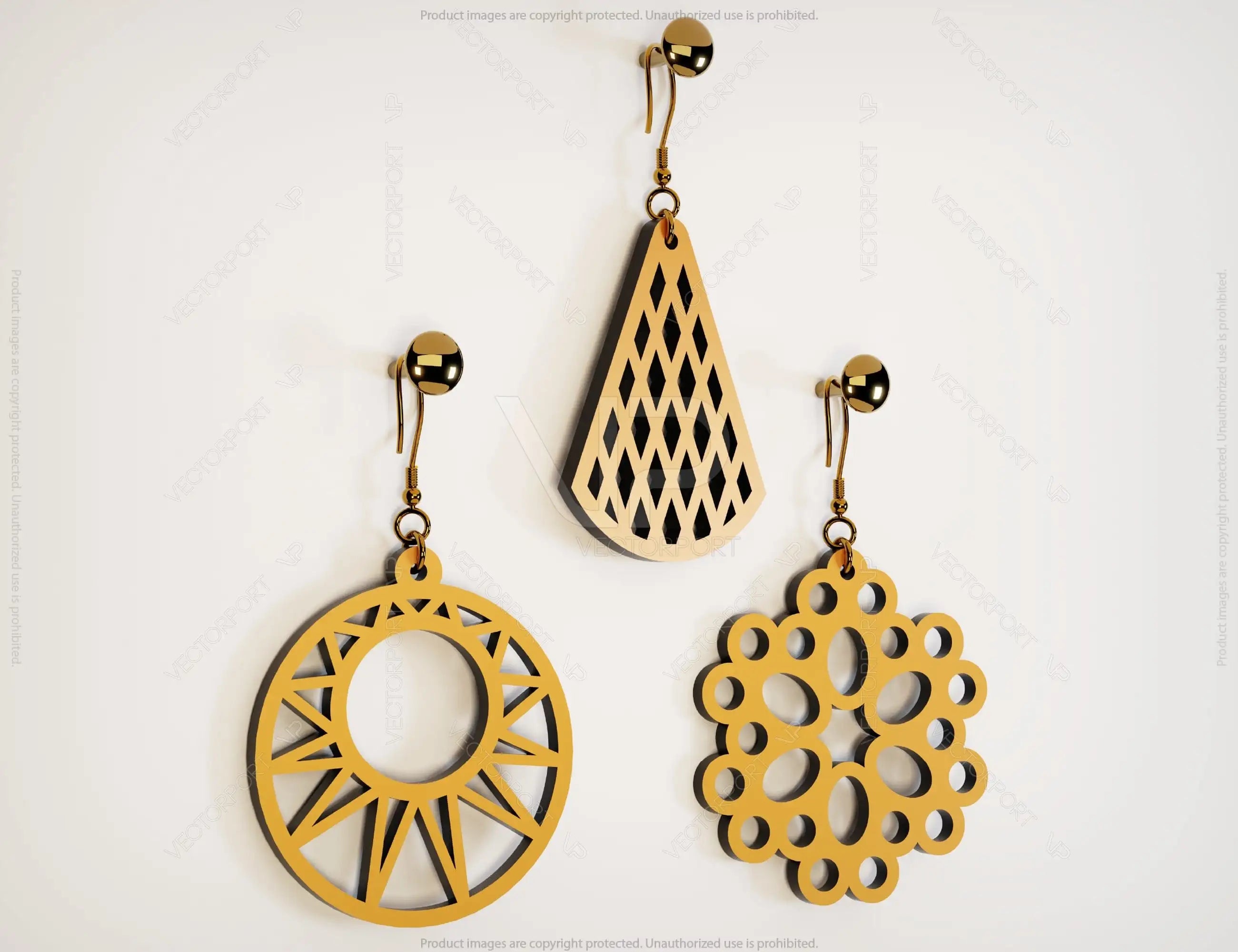 Luxury Elegant Geometric Earrings Craft Jewelry Pendants Set laser cut Cut Files, Glowforge Cut Files |#U020|