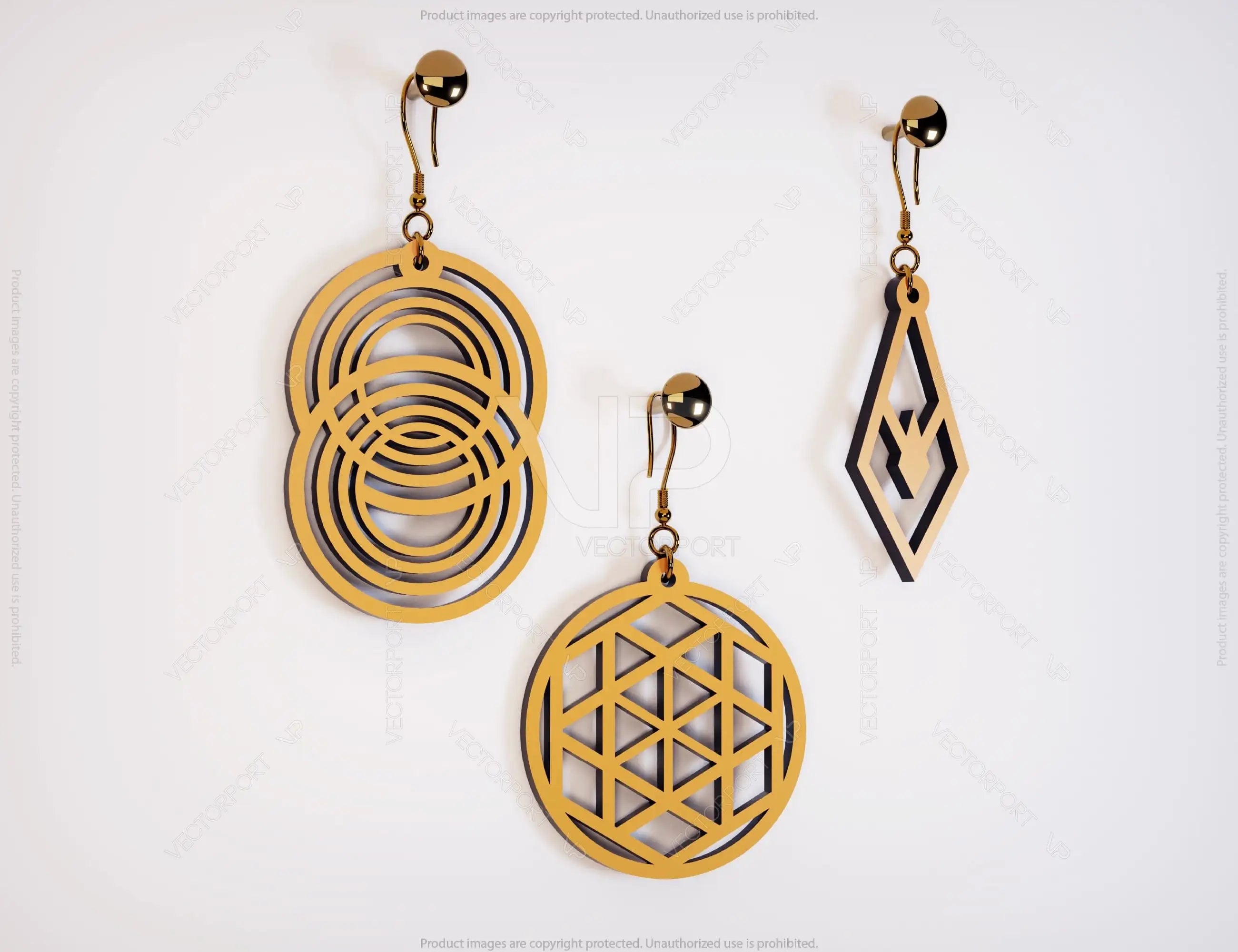 Luxury Elegant Geometric Earrings Craft Jewelry Pendants Set laser cut Cut Files, Glowforge Cut Files |#U020|