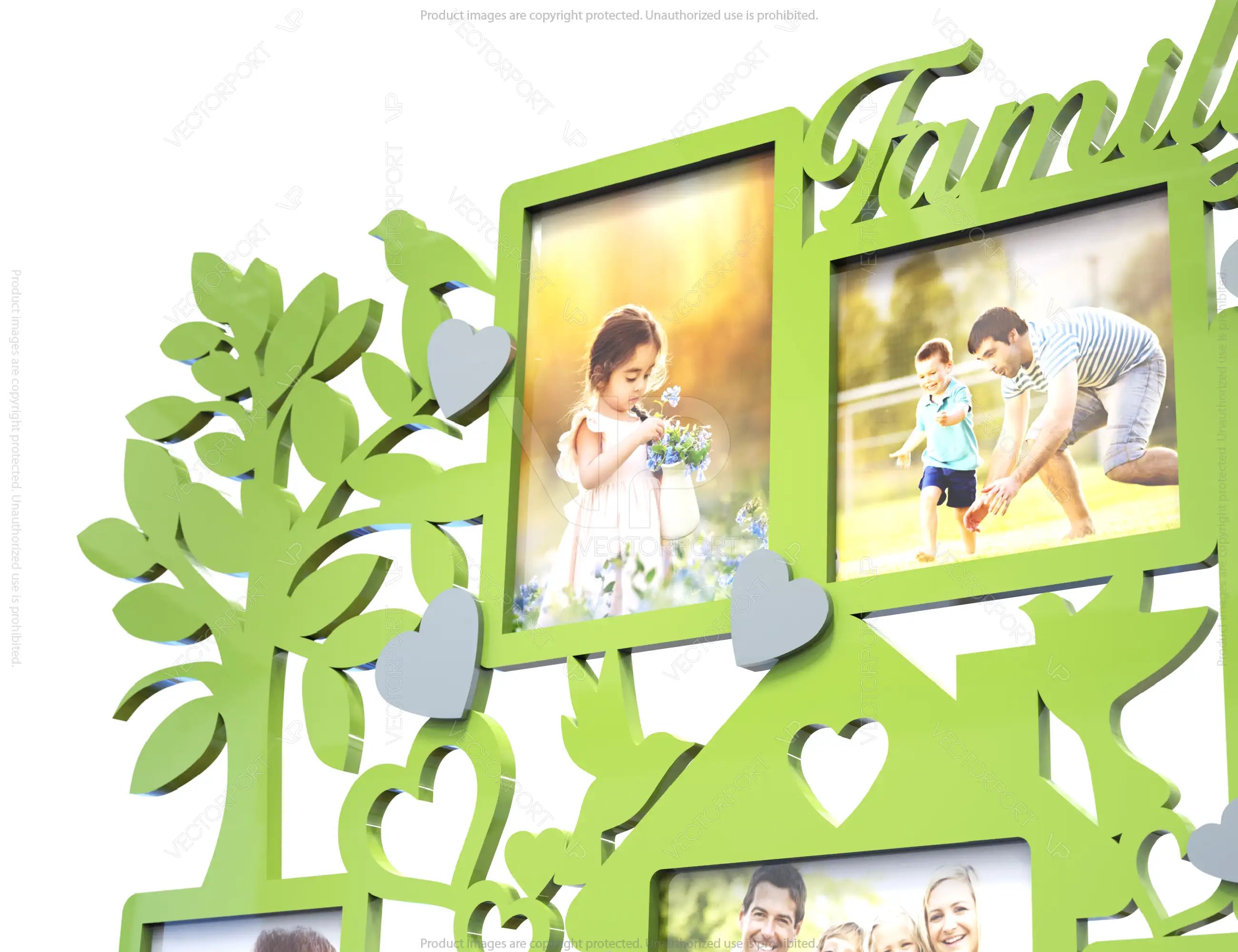 Laser Cut Family Tree&Home Photo Frame with birds | SVG, DXF, AI |#020|