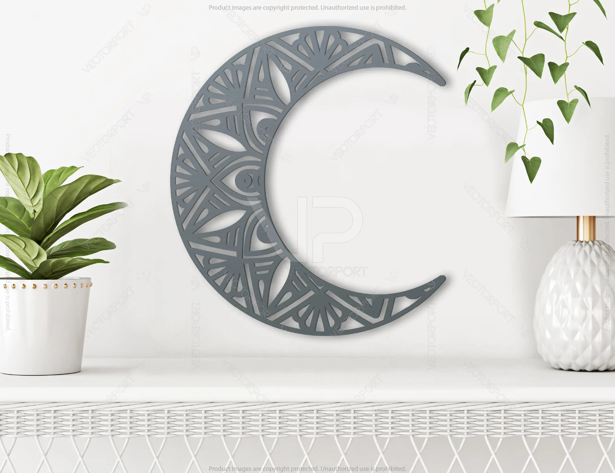 Moon shape Mandala Wall décor  | SVG, DXF, AI |#021|