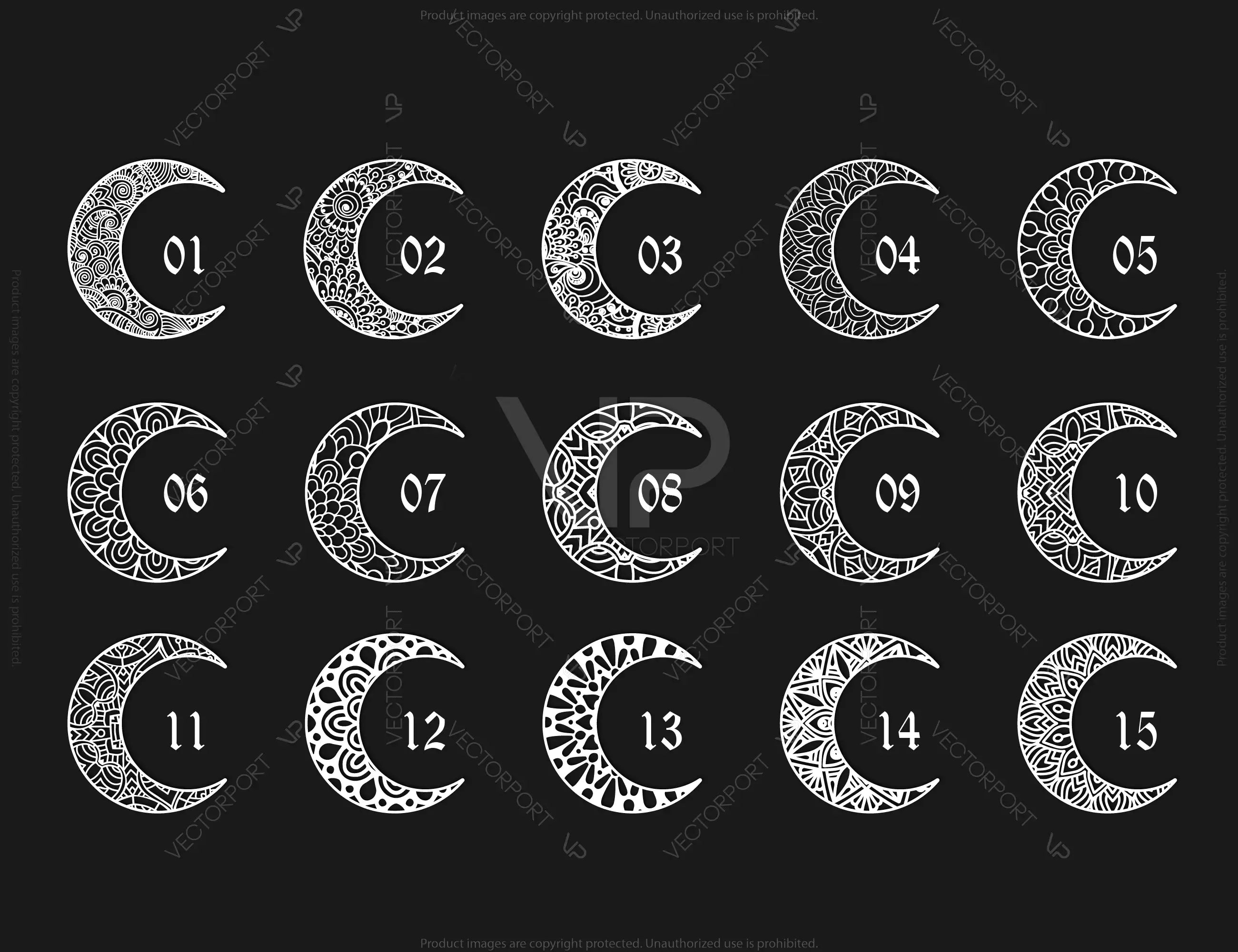 Moon shape Mandala Wall décor  | SVG, DXF, AI |#021|