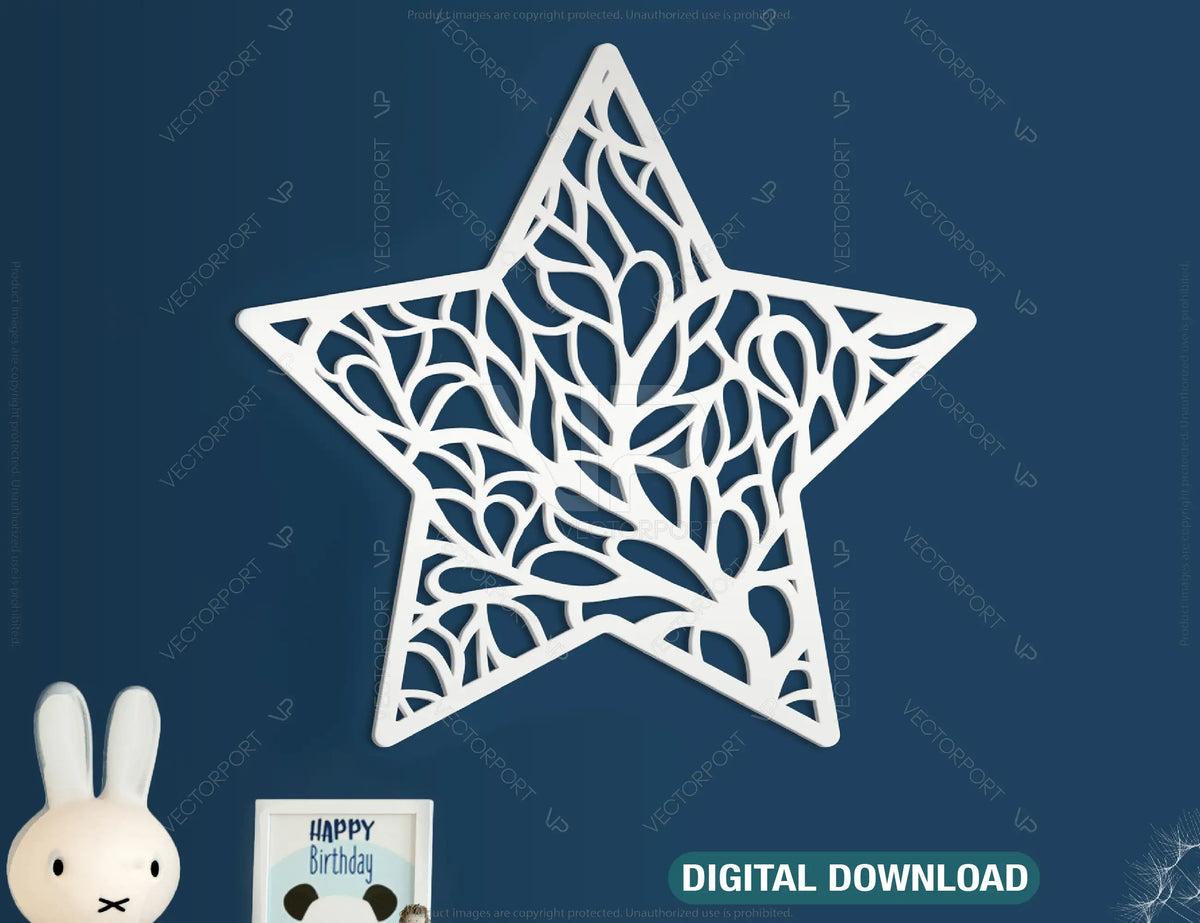 Star shape Mandala Wall décor  | SVG, DXF, AI |#022|