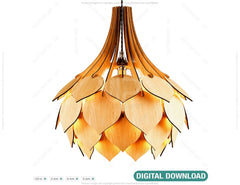 Scandinavian Pine Cone Hanging wooden chandelier lamp shade Pendant light template svg laser cut plywood Cut Files |#U022|