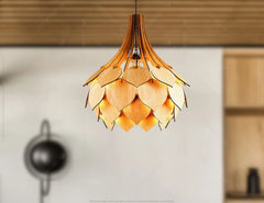 Scandinavian Pine Cone Hanging wooden chandelier lamp shade Pendant light template svg laser cut plywood Cut Files |#U022|