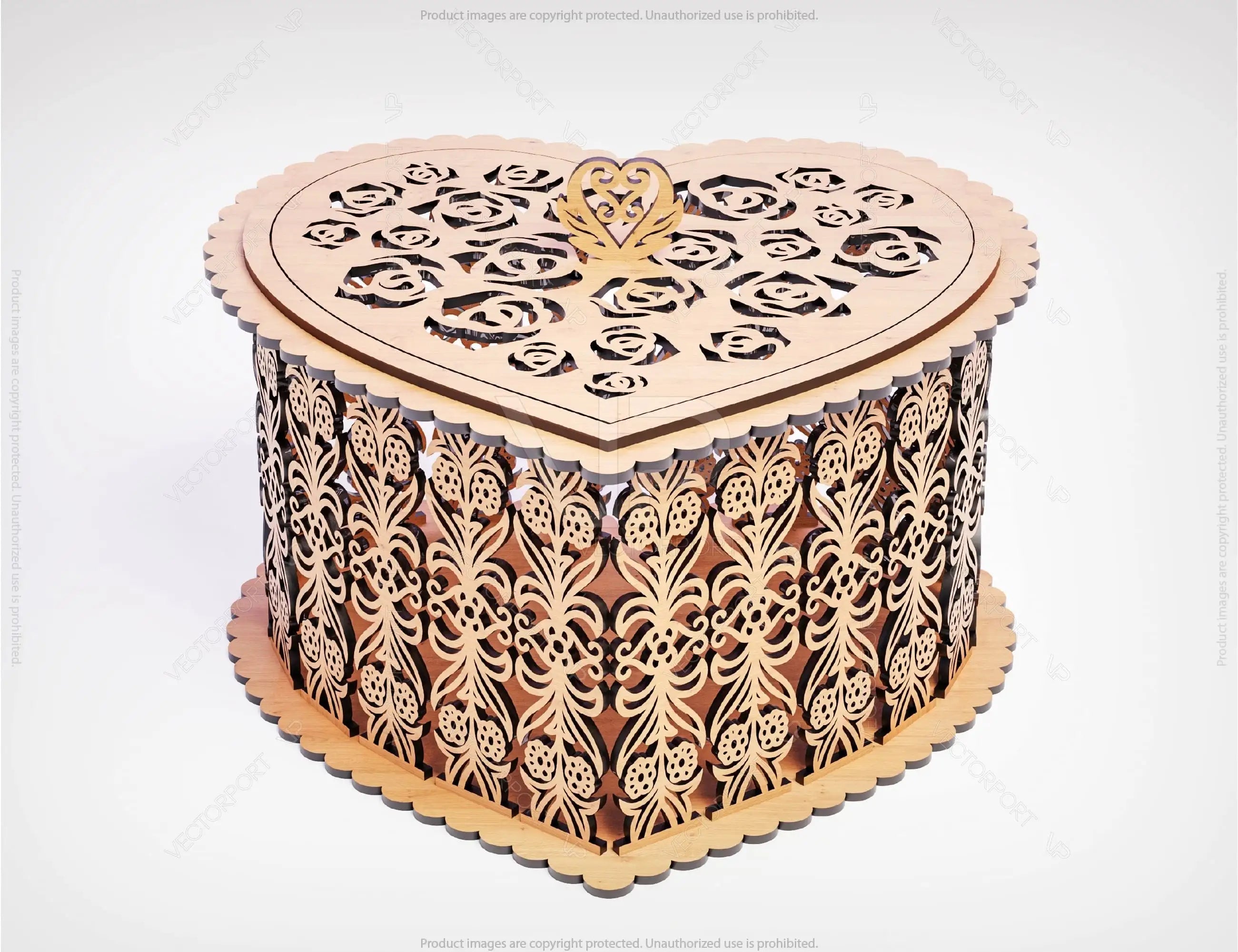 Wooden Heart shaped Jewelry laser cut Box template Wedding Love story vector model Glowforge cut file plywood Cut Files |#U023