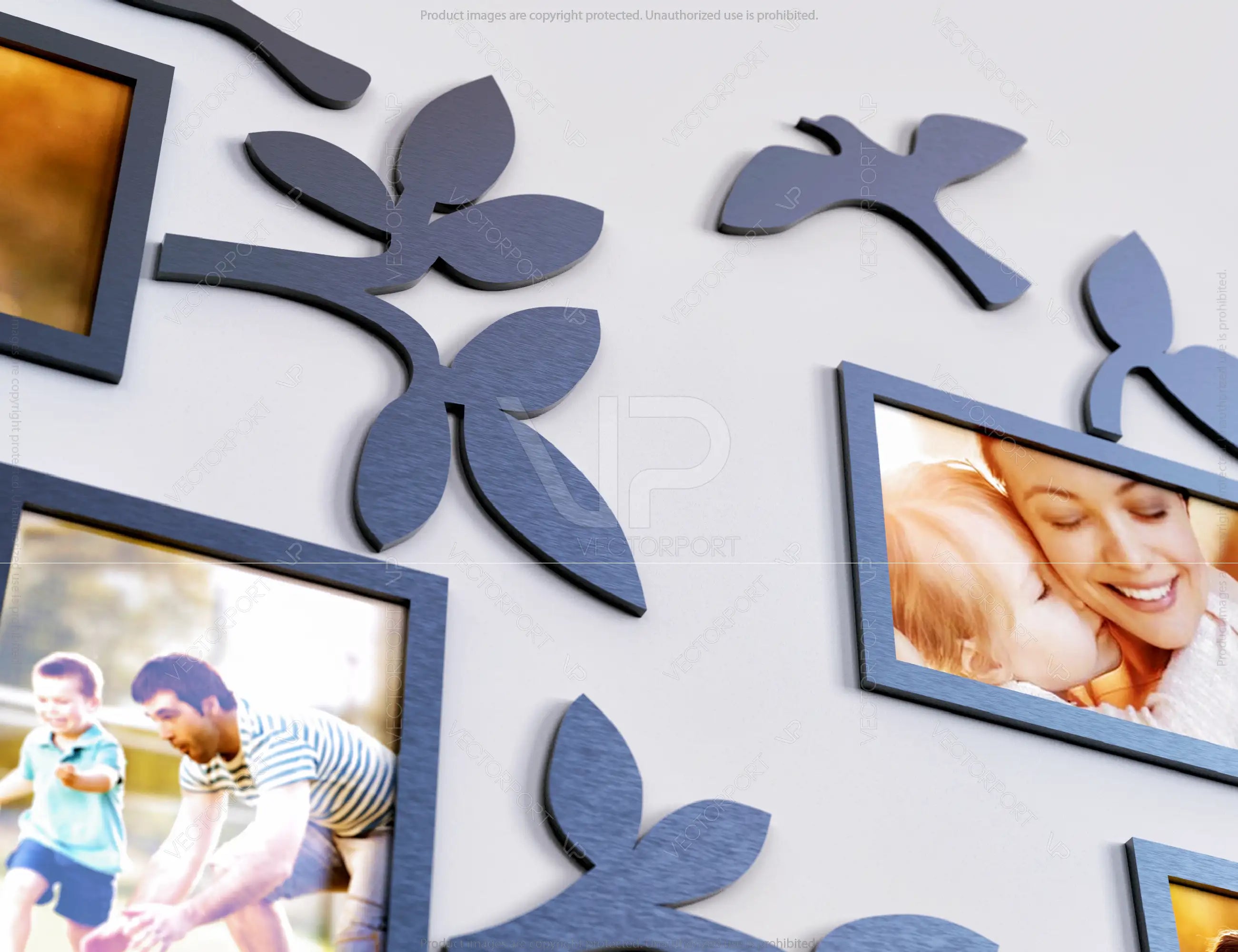 Family Tree Photo Frame Wall for Decoration with Leaves | SVG, DXF, AI |#023|