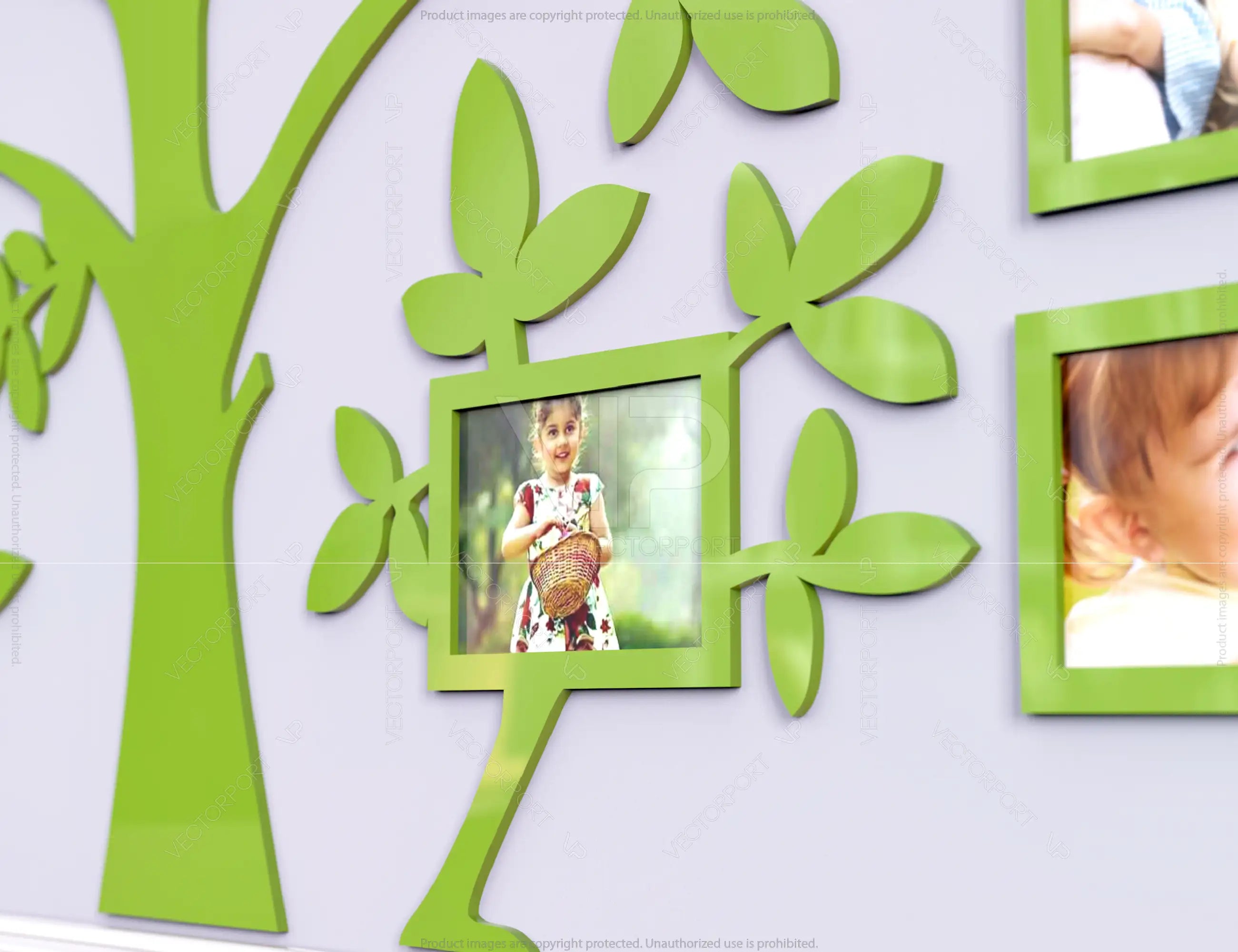 Family Tree Photo Frame Wall for Decoration with Leaves | SVG, DXF, AI |#023|