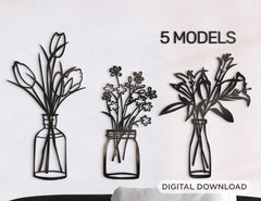 Plant Wall Decor Metal Flower Pot Laser Cut | SVG, DXF, AI |#027|