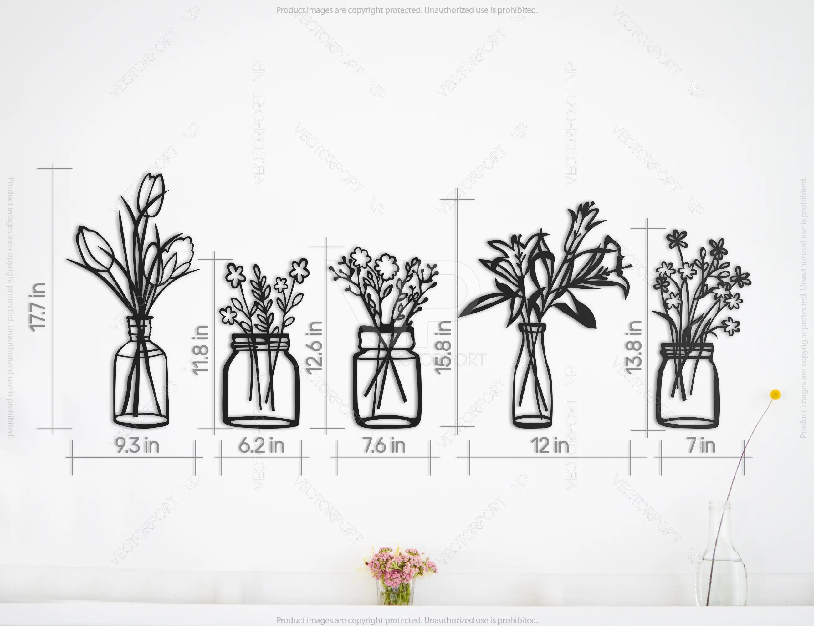 Plant Wall Decor Metal Flower Pot Laser Cut | SVG, DXF, AI |#027|