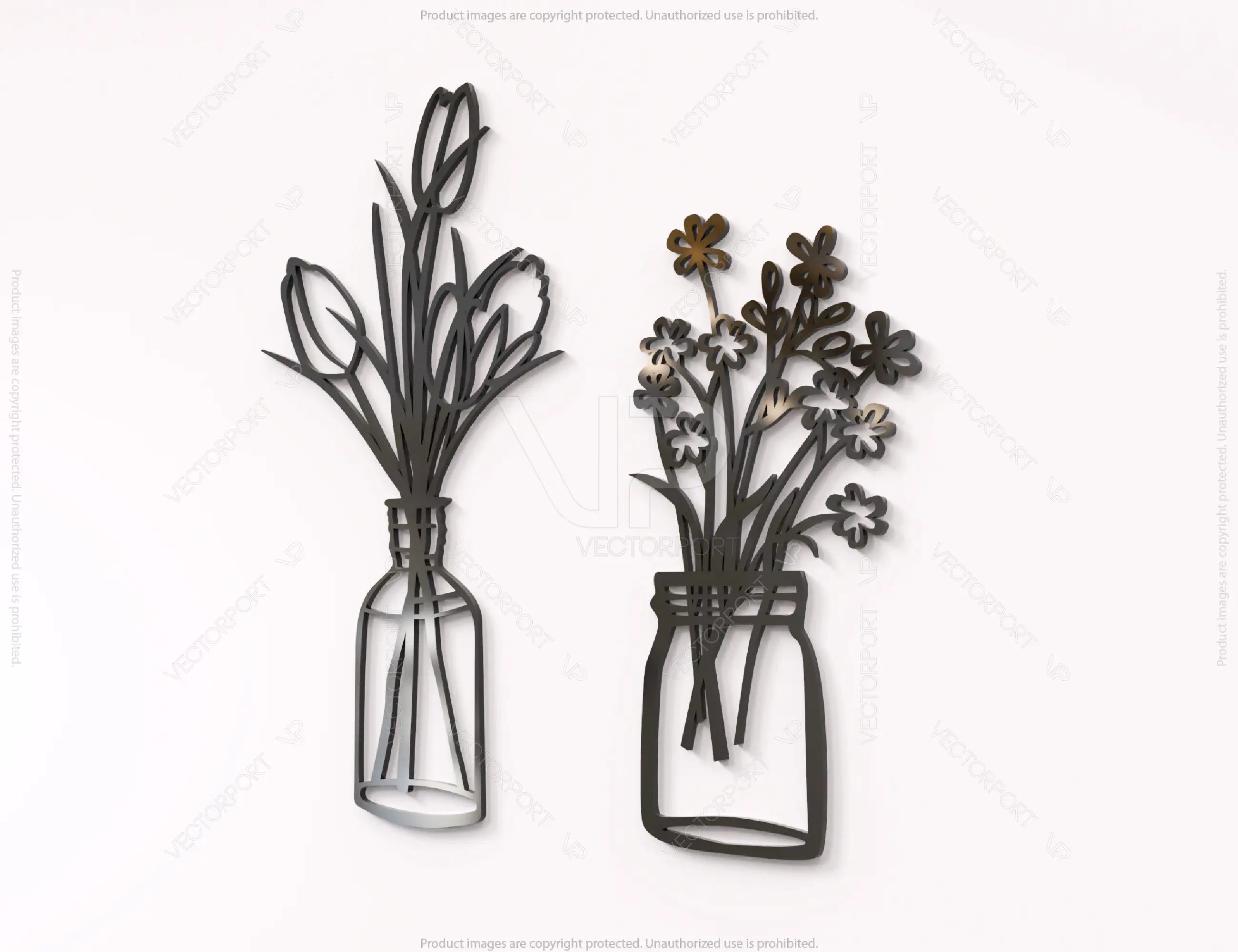 Plant Wall Decor Metal Flower Pot Laser Cut | SVG, DXF, AI |#027|