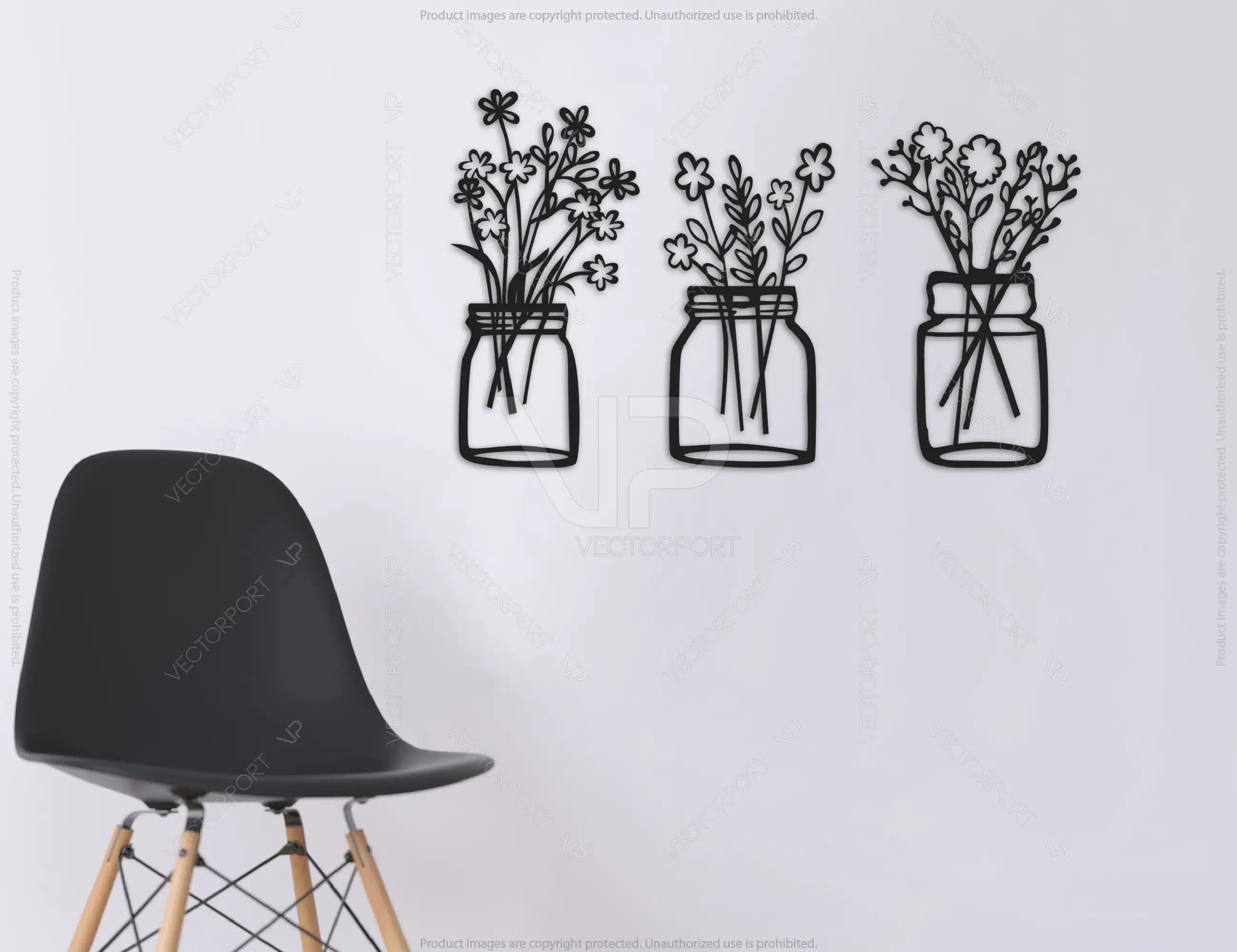 Plant Wall Decor Metal Flower Pot Laser Cut | SVG, DXF, AI |#027|