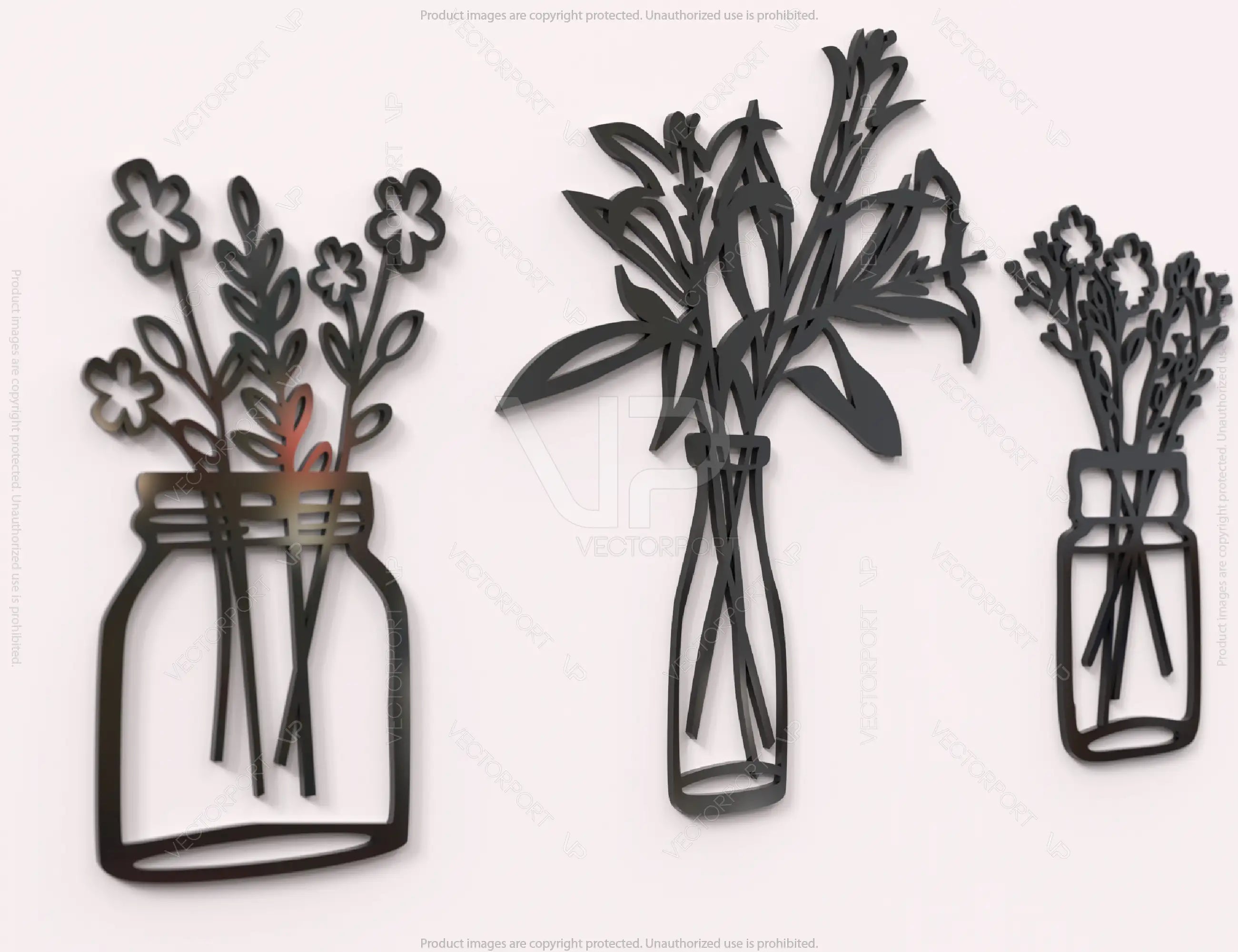 Plant Wall Decor Metal Flower Pot Laser Cut | SVG, DXF, AI |#027|