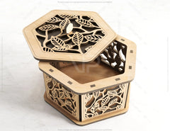 Hexagon Decorative Wooden Gift box Laser Cut Wedding favour laser cut jeweler case plywood Cut Files |#U029|