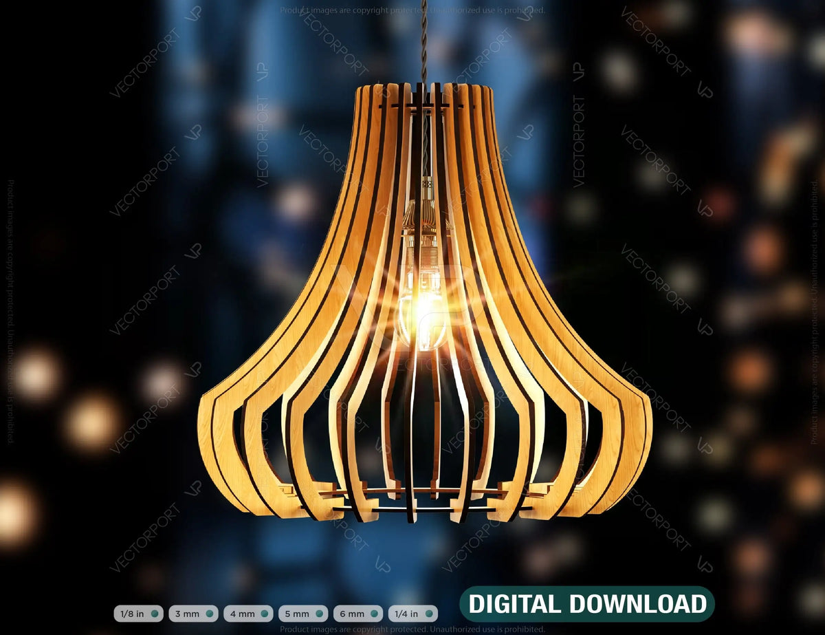 Round Modern Wood Pendant Light Chandelier Lamp lampshade plywood Cut Files |#U031|