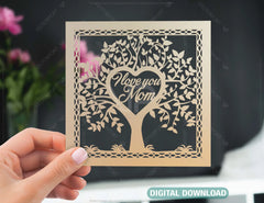 Mothers Day I love you Mom Tree Frame laser cut gift | SVG, DXF, AI |#034|