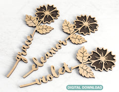 Daisy - Laser Cut Personalized Out Art Valentine Day Acrylic wood Flower with name editable Cut Files |#U034|