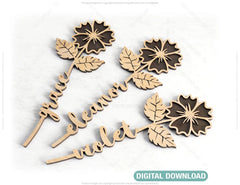 Daisy - Laser Cut Personalized Out Art Valentine Day Acrylic wood Flower with name editable Cut Files |#U034|