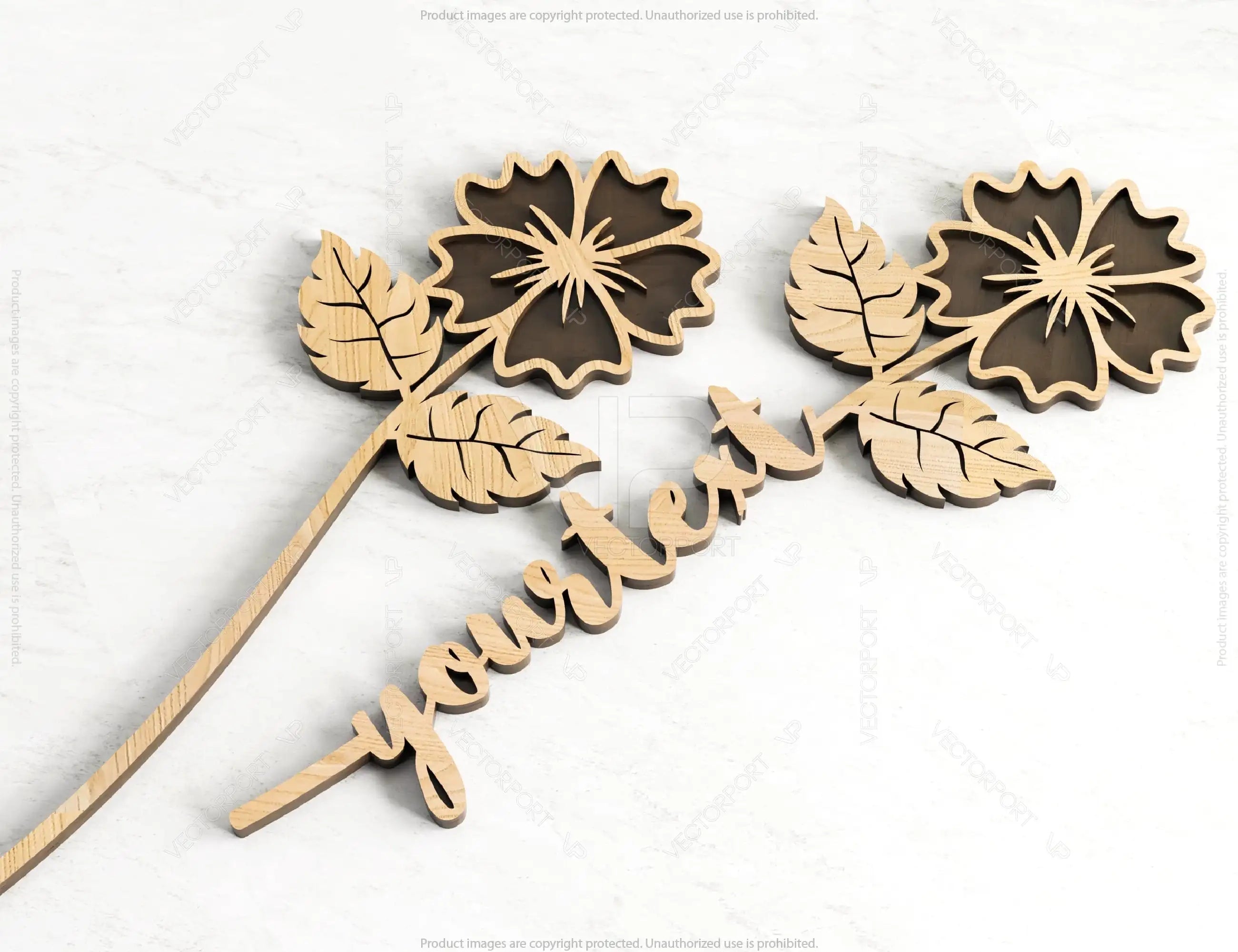 Daisy - Laser Cut Personalized Out Art Valentine Day Acrylic wood Flower with name editable Cut Files |#U034|