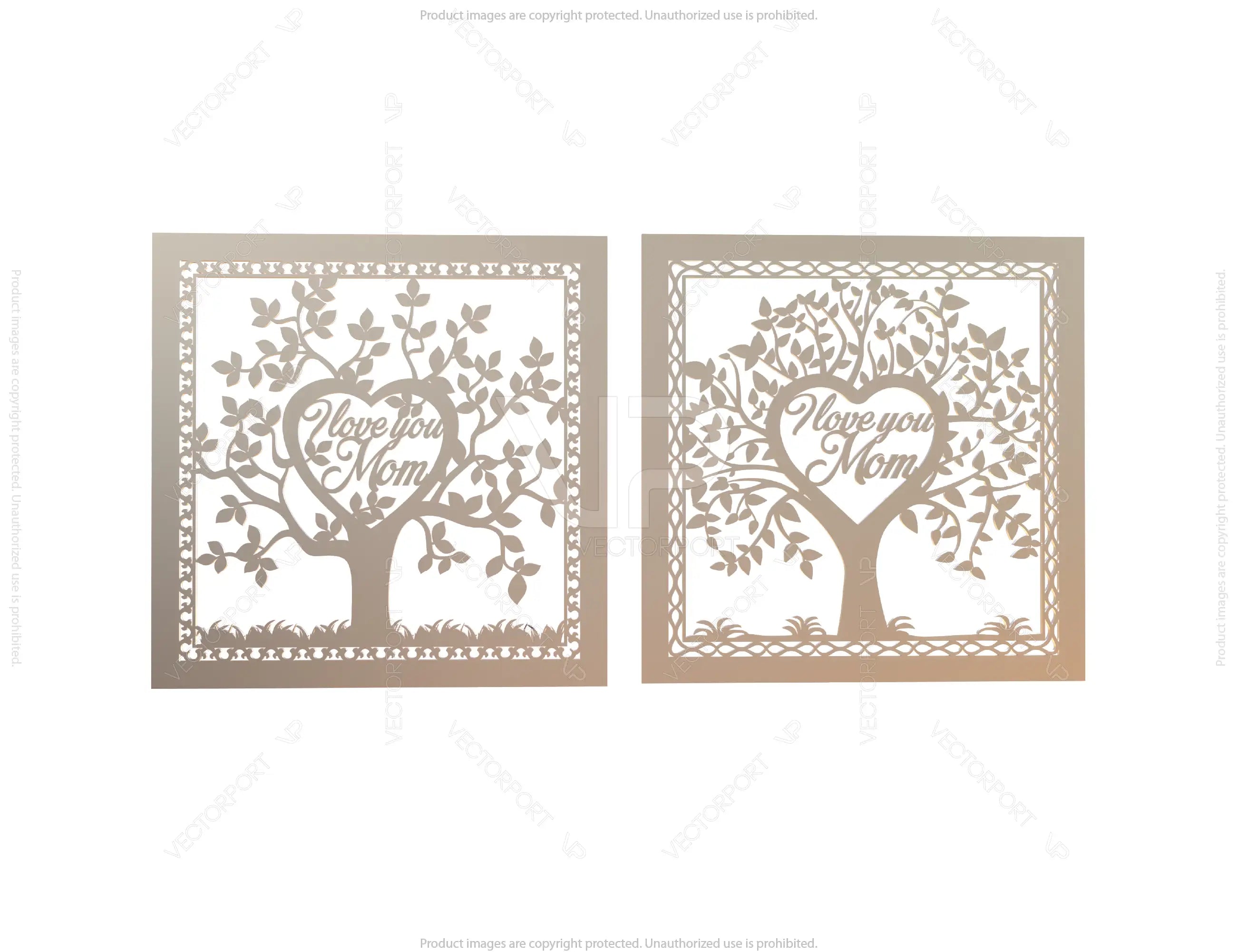 Mothers Day I love you Mom Tree Frame laser cut gift | SVG, DXF, AI |#034|