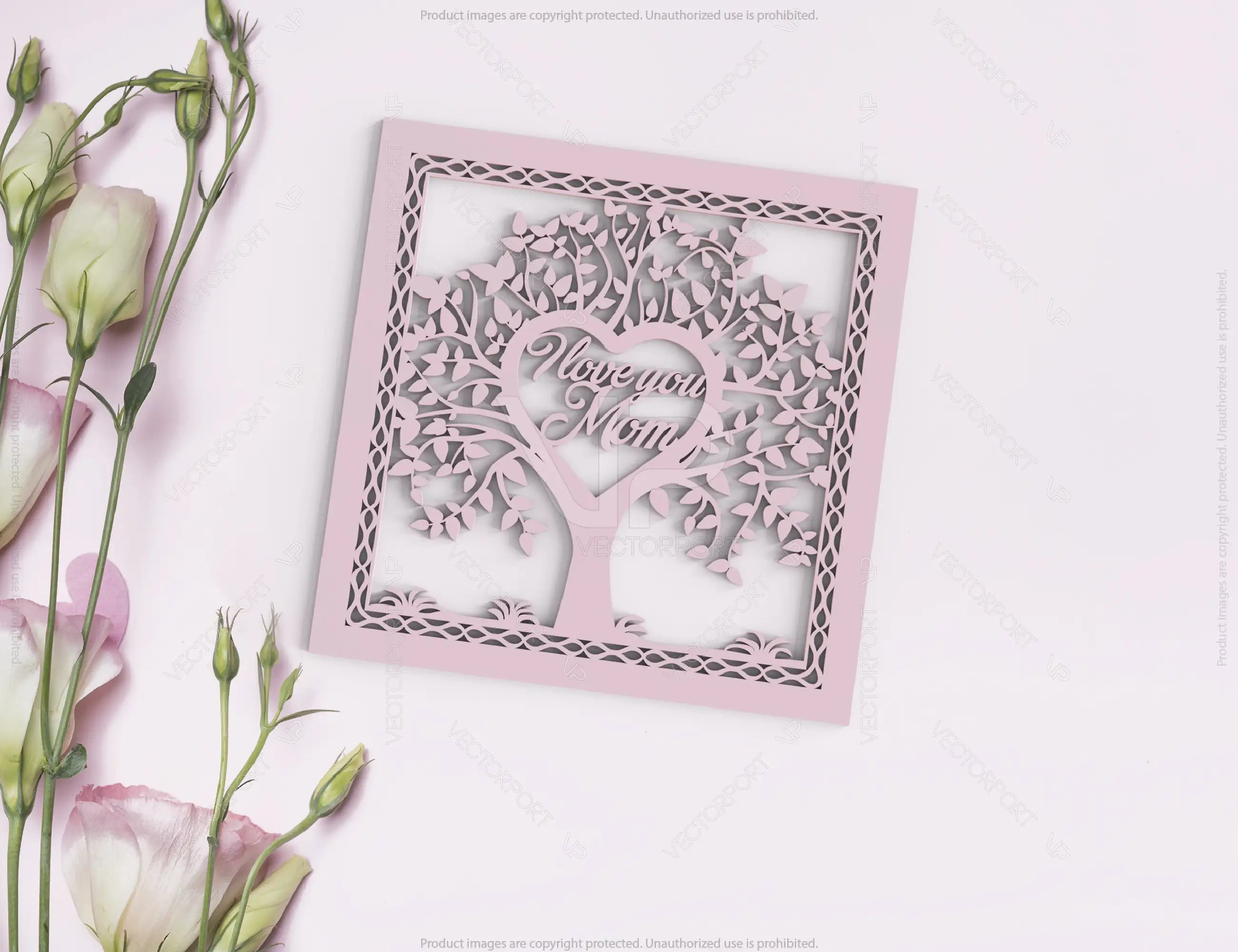 Mothers Day I love you Mom Tree Frame laser cut gift | SVG, DXF, AI |#034|