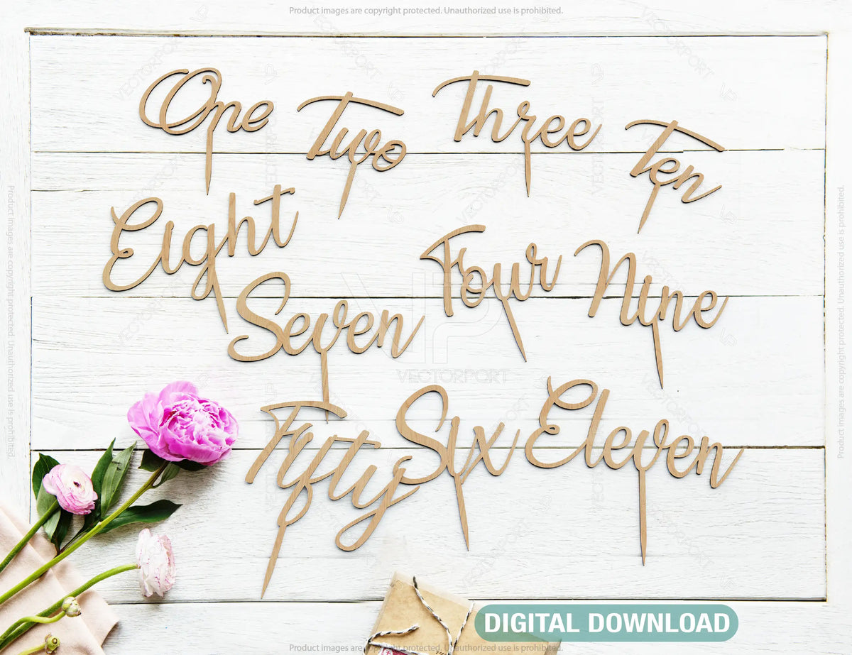 Ornate Staked Numbers Wedding Cake Topper Birthday laser cut for party | SVG, DXF, AI |#036|